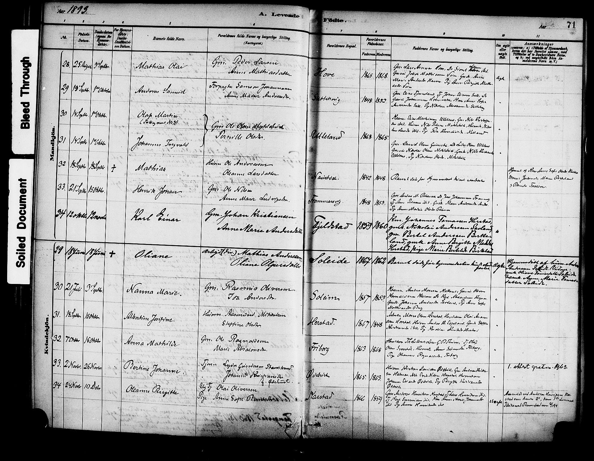 Førde sokneprestembete, AV/SAB-A-79901/H/Haa/Haad/L0001: Parish register (official) no. D 1, 1881-1898, p. 71