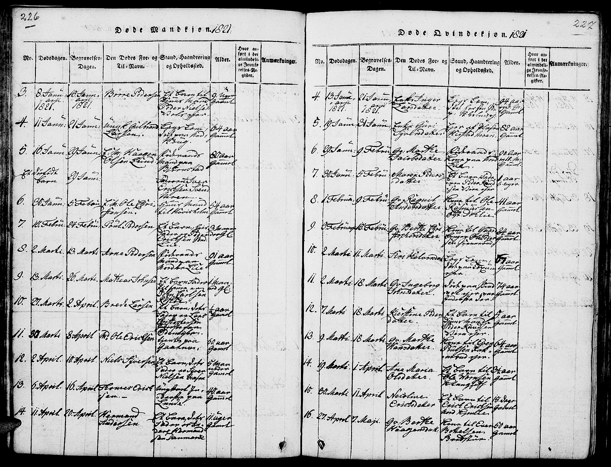 Nes prestekontor, Hedmark, SAH/PREST-020/L/La/L0003: Parish register (copy) no. 3, 1814-1831, p. 226-227