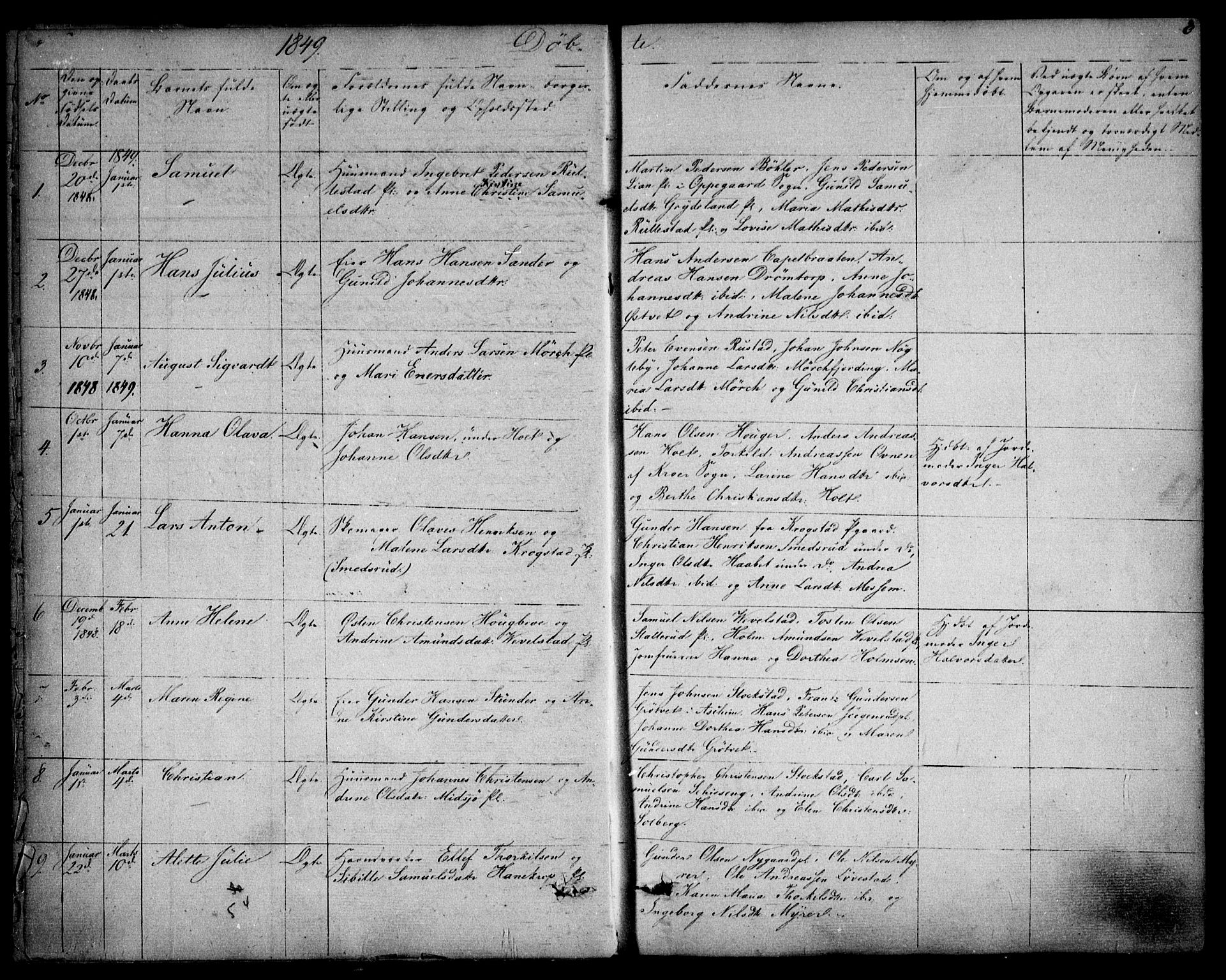 Kråkstad prestekontor Kirkebøker, SAO/A-10125a/F/Fa/L0006: Parish register (official) no. I 6, 1848-1857, p. 8