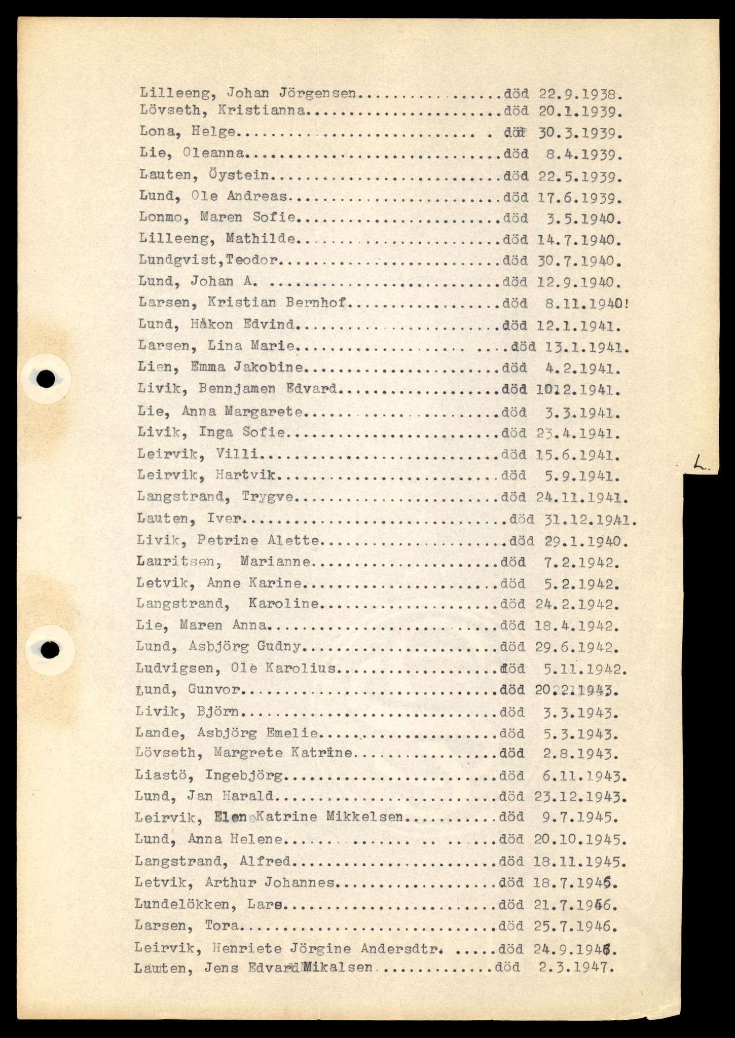 Nærøy lensmannskontor, SAT/A-6264/Ga/L0005: Mappe, Dødsfallsregister A - L, 1904-1991, p. 56