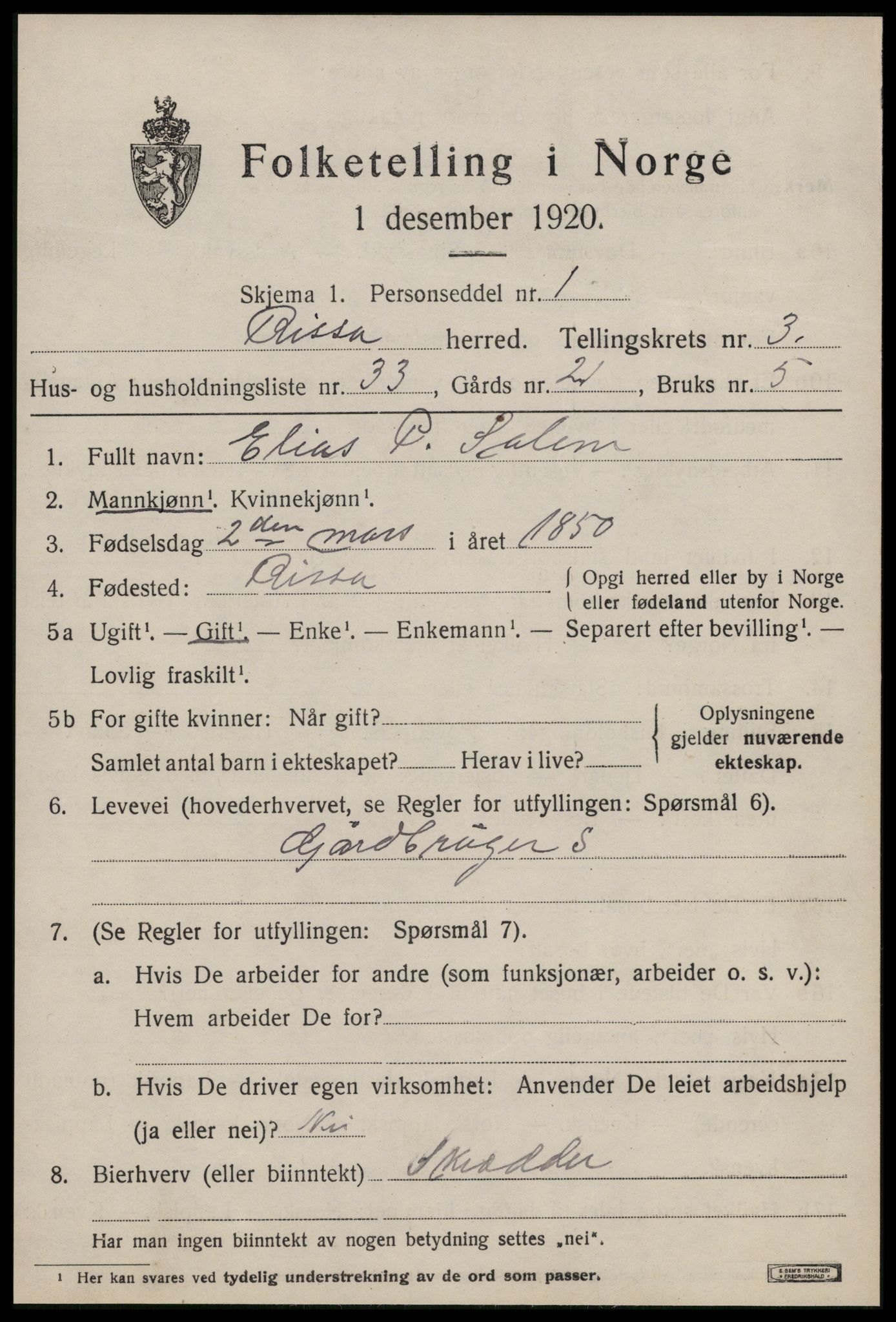 SAT, 1920 census for Rissa, 1920, p. 2921