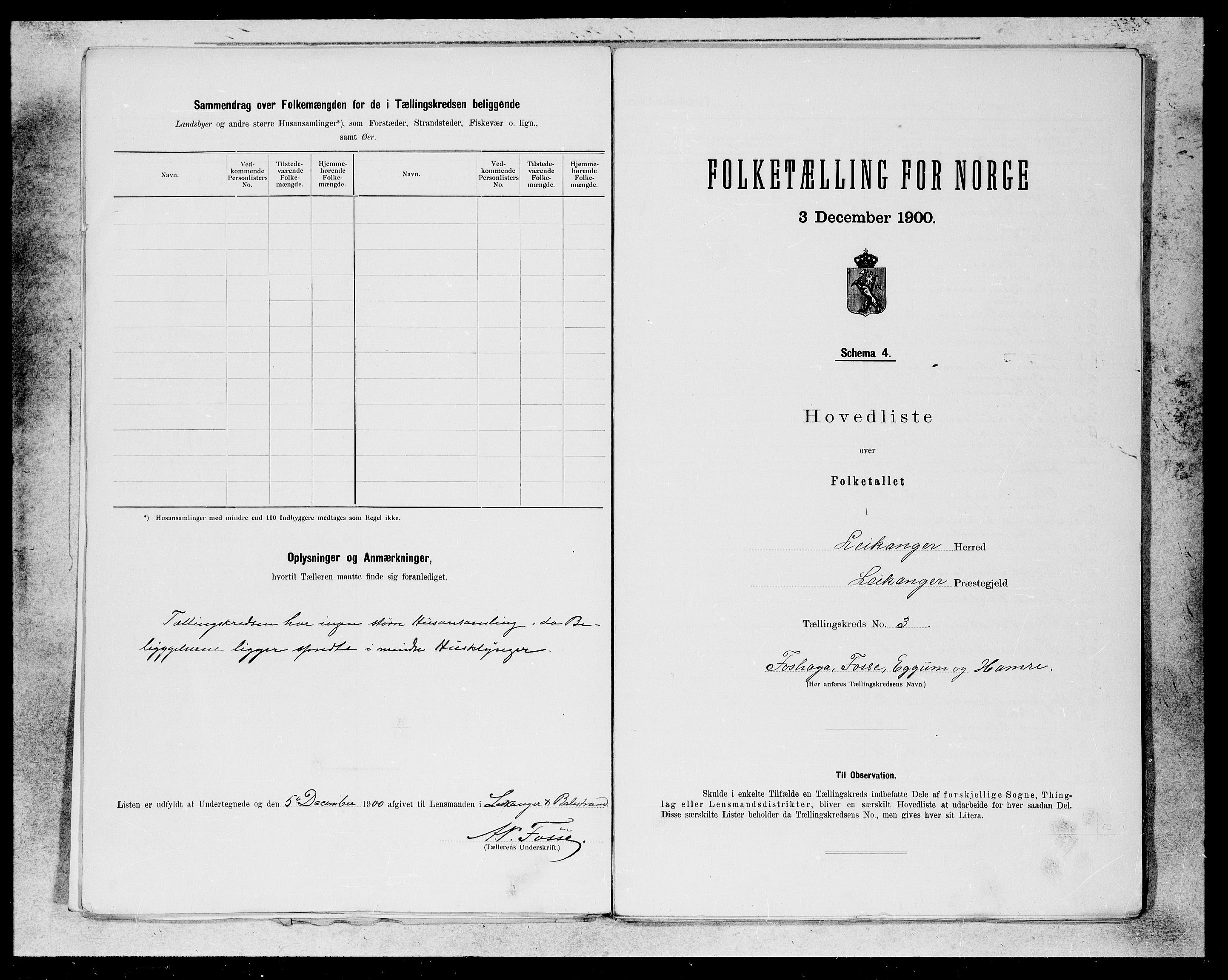 SAB, 1900 census for Leikanger, 1900, p. 5