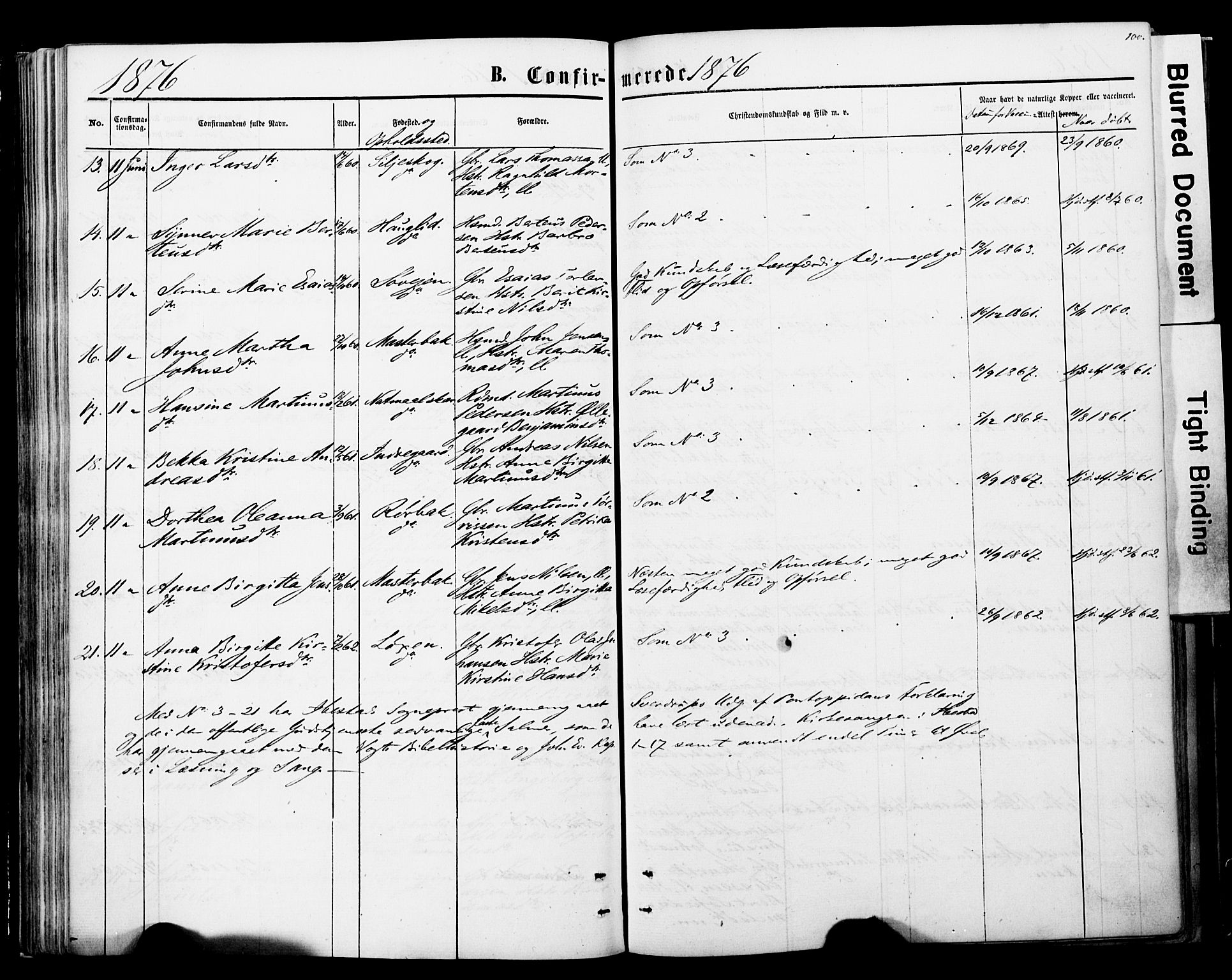 Ibestad sokneprestembete, SATØ/S-0077/H/Ha/Haa/L0013kirke: Parish register (official) no. 13, 1865-1879, p. 100