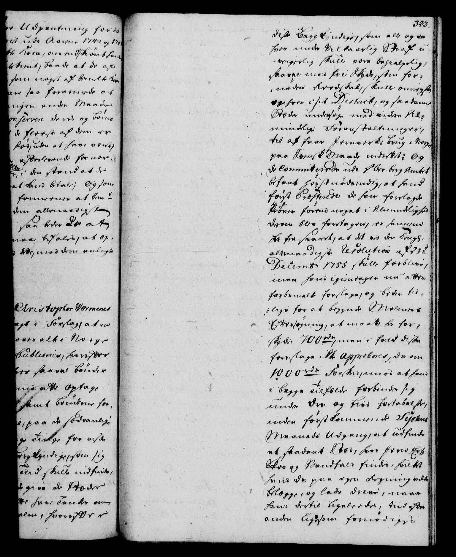 Rentekammeret, Kammerkanselliet, RA/EA-3111/G/Gh/Gha/L0033: Norsk ekstraktmemorialprotokoll (merket RK 53.78), 1755-1756, p. 323