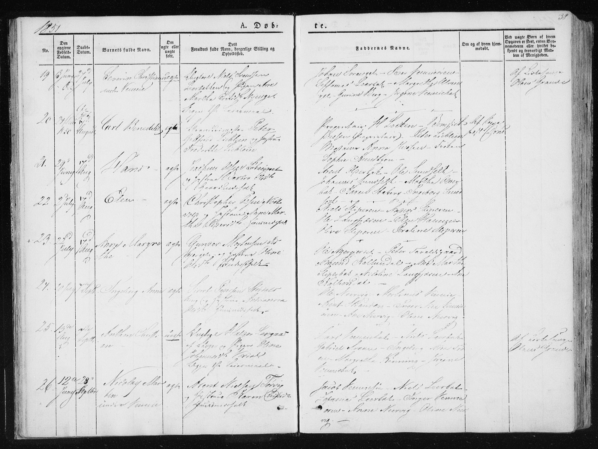 Ministerialprotokoller, klokkerbøker og fødselsregistre - Nord-Trøndelag, SAT/A-1458/733/L0323: Parish register (official) no. 733A02, 1843-1870, p. 38