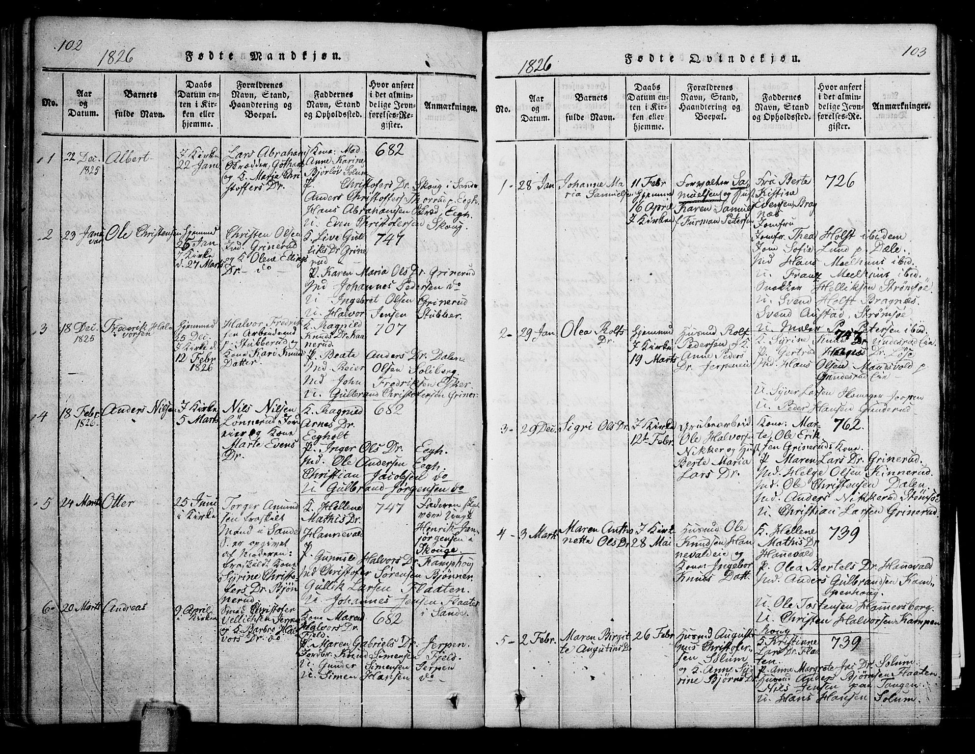 Skoger kirkebøker, AV/SAKO-A-59/G/Ga/L0001: Parish register (copy) no. I 1, 1814-1845, p. 102-103