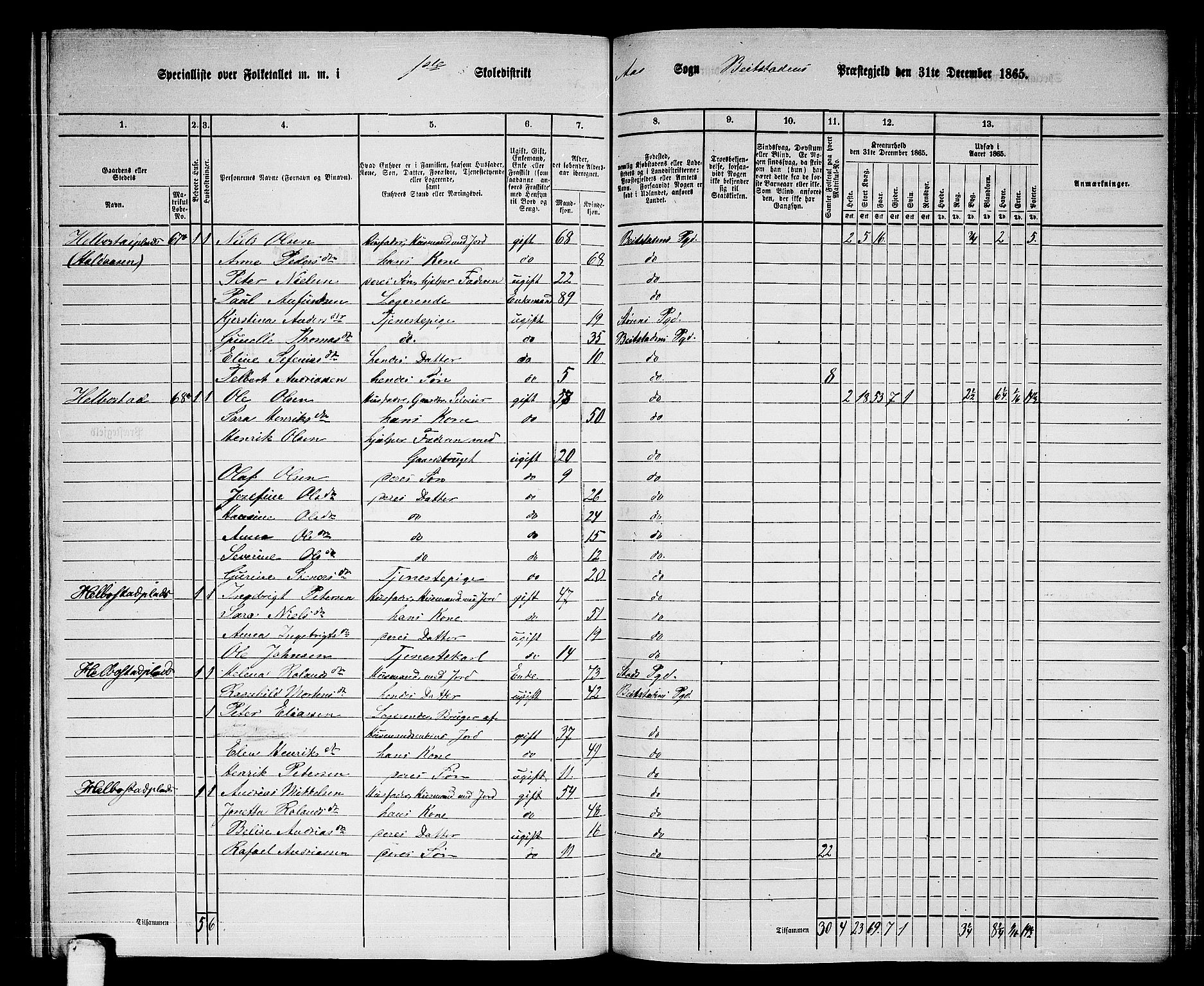 RA, 1865 census for Beitstad, 1865, p. 156