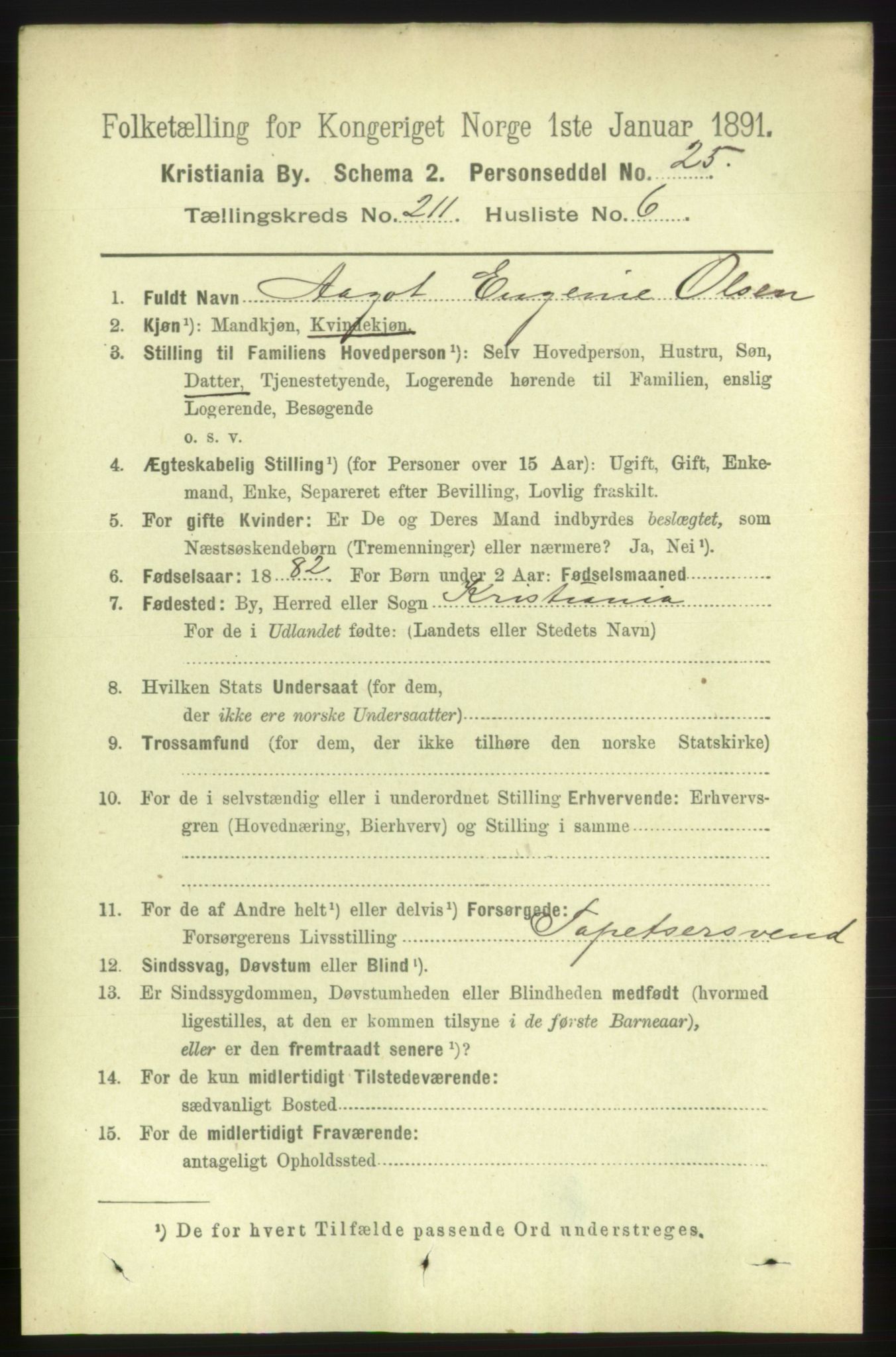 RA, 1891 census for 0301 Kristiania, 1891, p. 126018