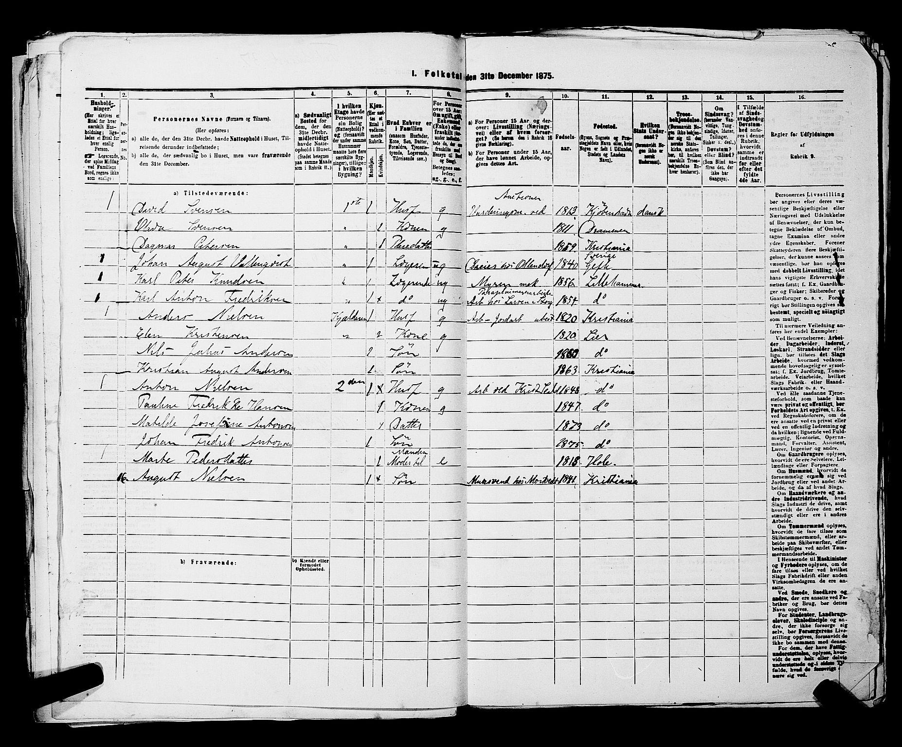 RA, 1875 census for 0301 Kristiania, 1875, p. 5709