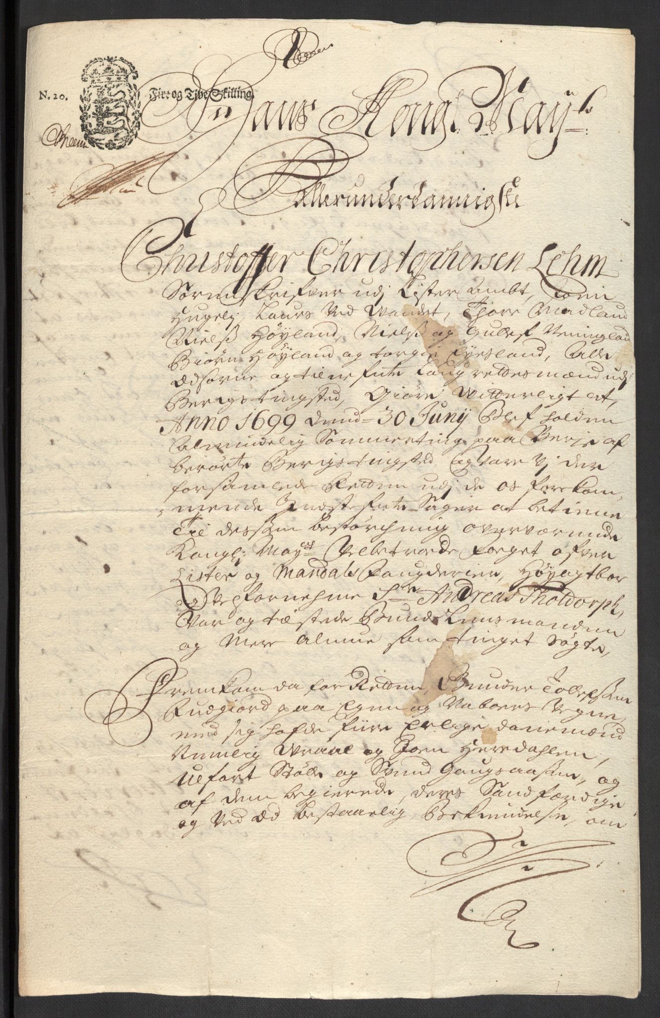 Rentekammeret inntil 1814, Reviderte regnskaper, Fogderegnskap, AV/RA-EA-4092/R43/L2547: Fogderegnskap Lista og Mandal, 1698-1699, p. 260