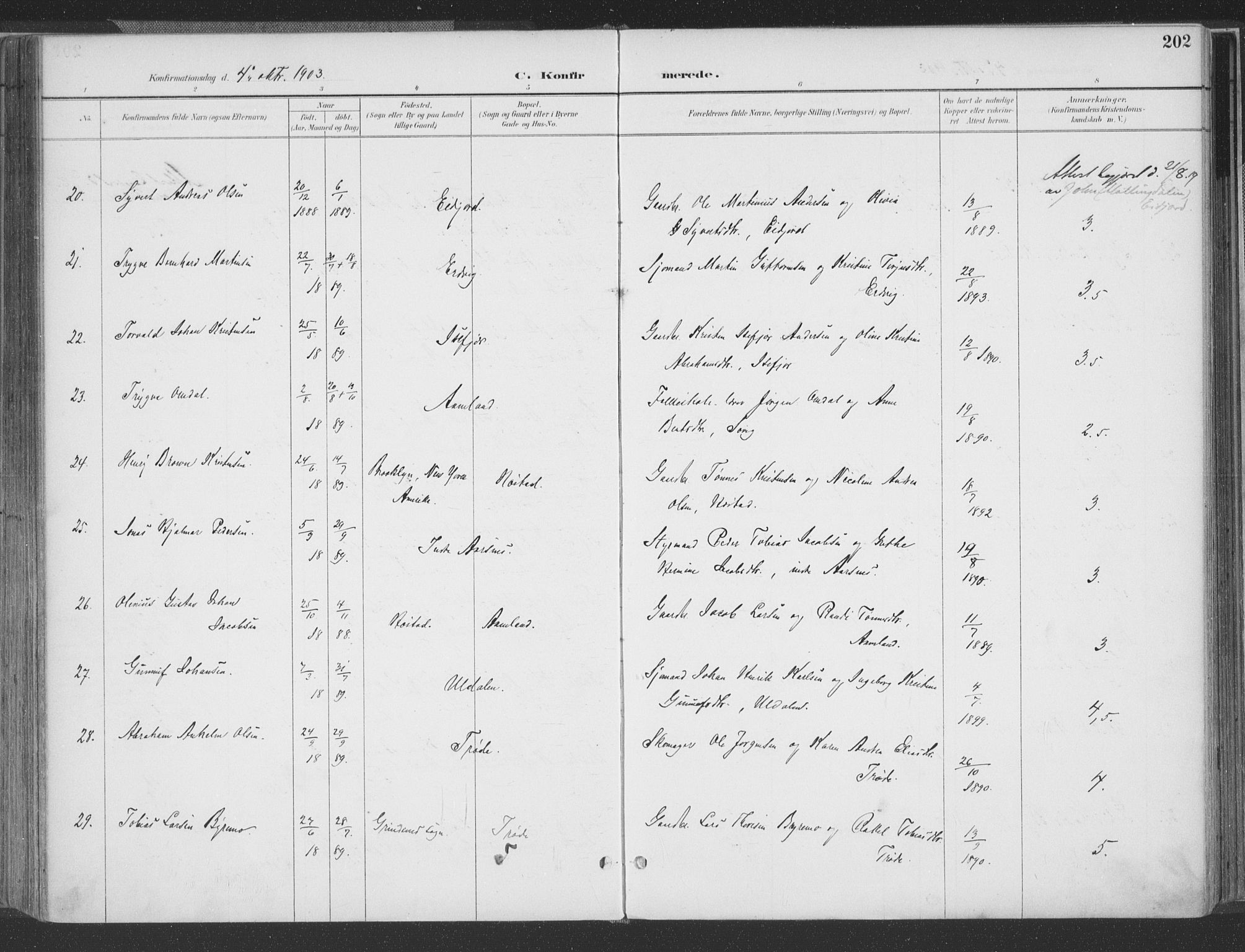 Høvåg sokneprestkontor, AV/SAK-1111-0025/F/Fa/L0006: Parish register (official) no. A 6, 1894-1923, p. 202