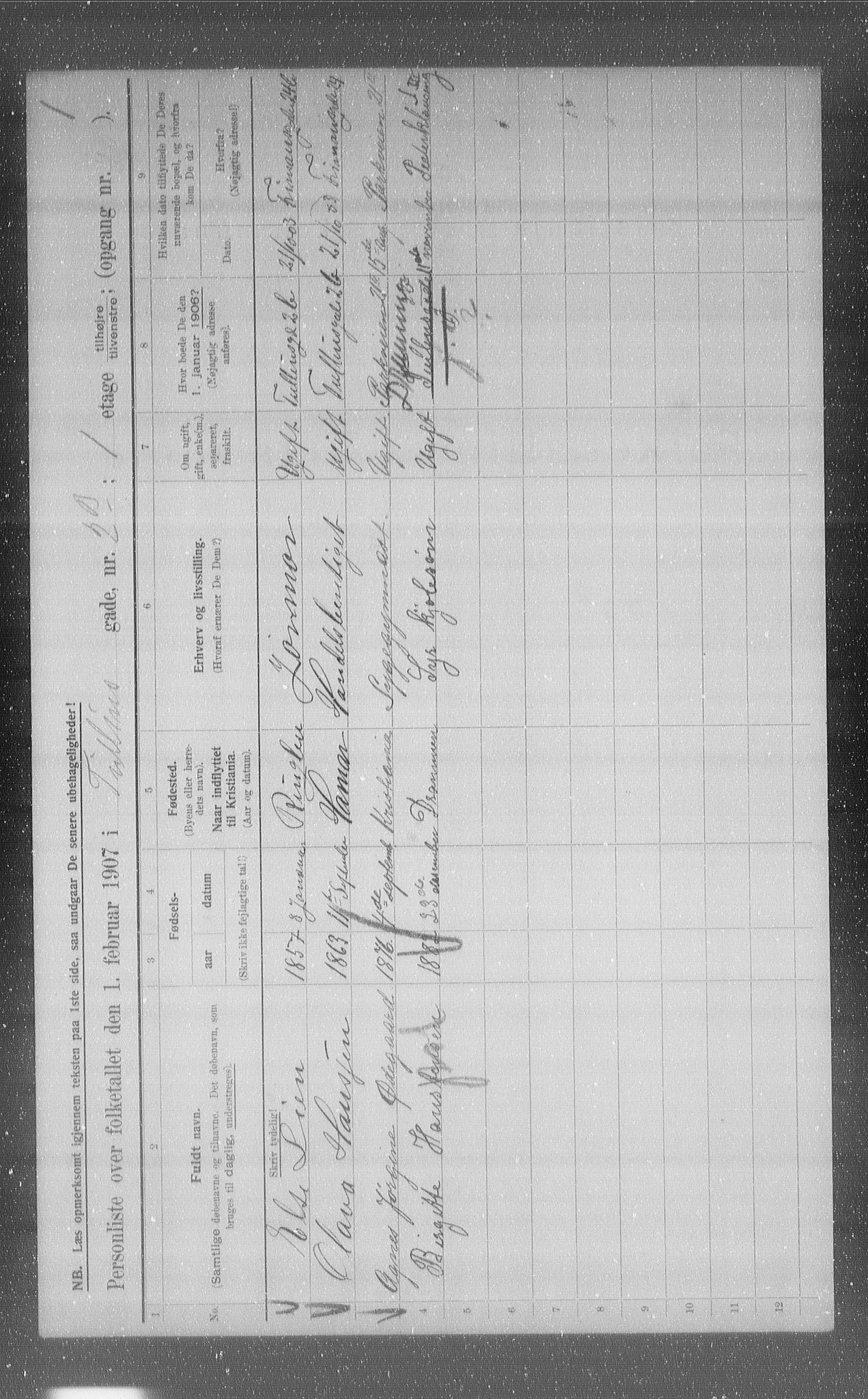 OBA, Municipal Census 1907 for Kristiania, 1907, p. 59695