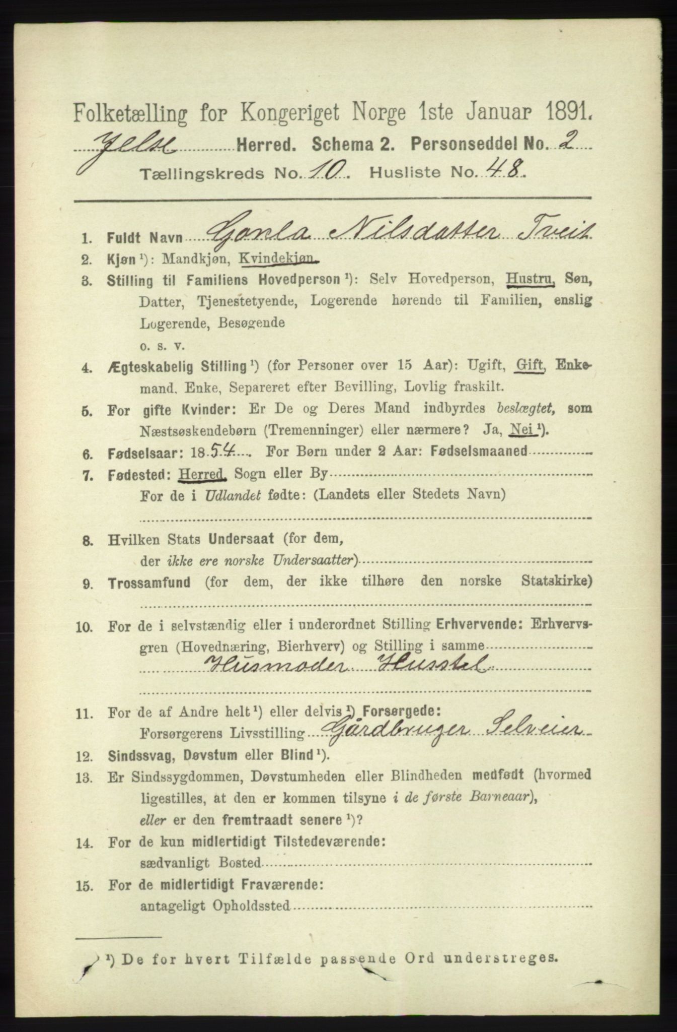 RA, 1891 census for 1138 Jelsa, 1891, p. 2700