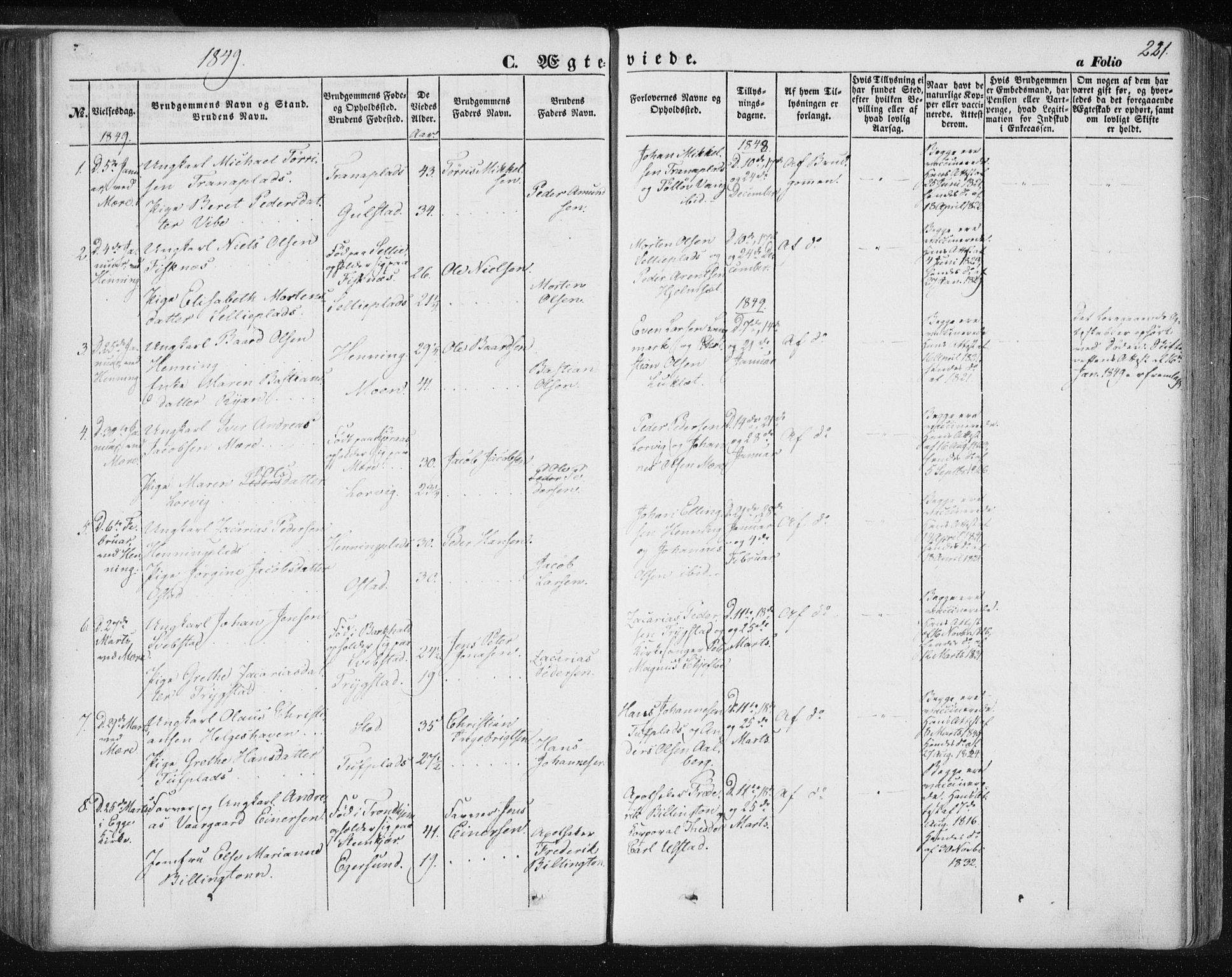 Ministerialprotokoller, klokkerbøker og fødselsregistre - Nord-Trøndelag, AV/SAT-A-1458/735/L0342: Parish register (official) no. 735A07 /1, 1849-1862, p. 221