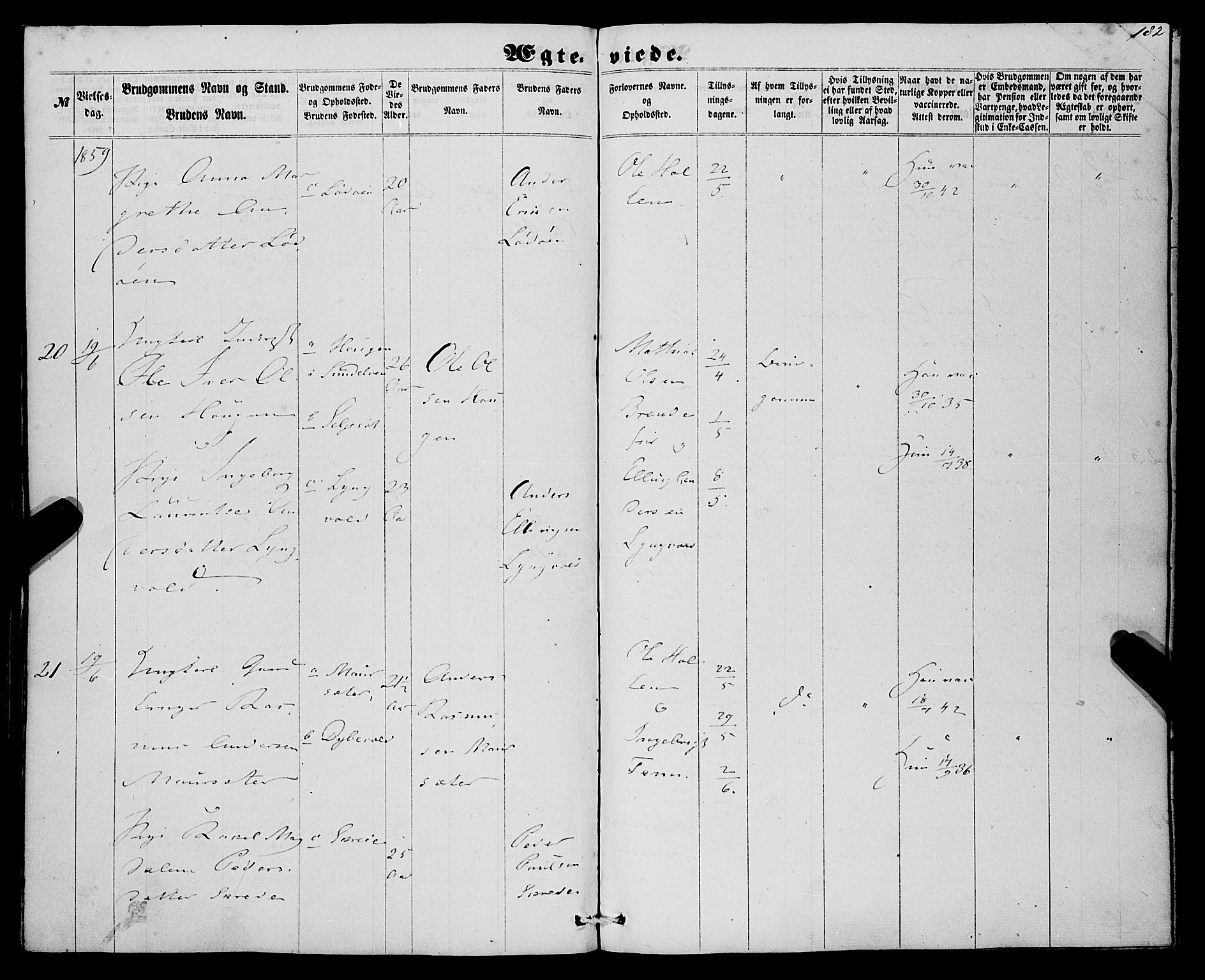 Eid sokneprestembete, AV/SAB-A-82301/H/Haa/Haaa/L0008: Parish register (official) no. A 8, 1858-1860, p. 182