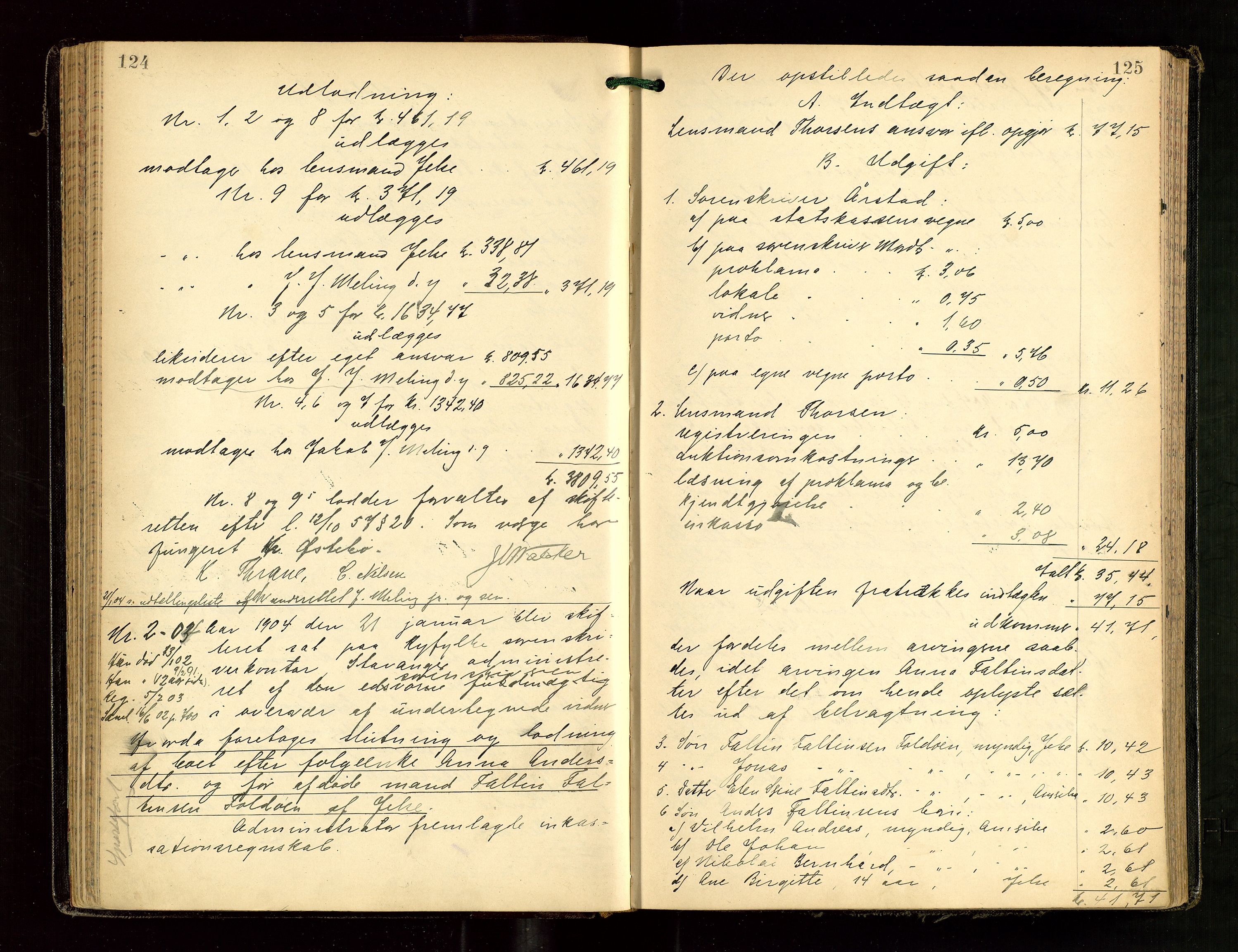 Ryfylke tingrett, AV/SAST-A-100055/001/IV/IVG/L0002: Skifteutlodningsprotokoll Med register, 1903-1907, p. 124-125