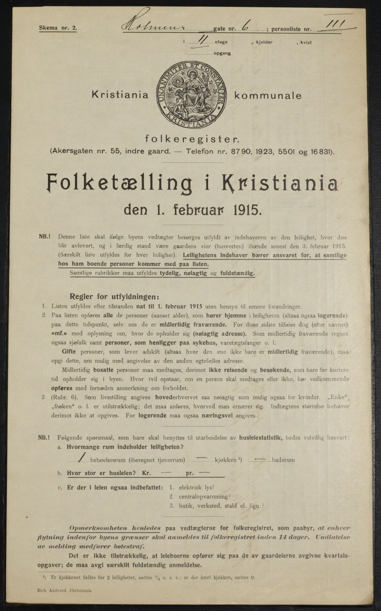 OBA, Municipal Census 1915 for Kristiania, 1915, p. 40466