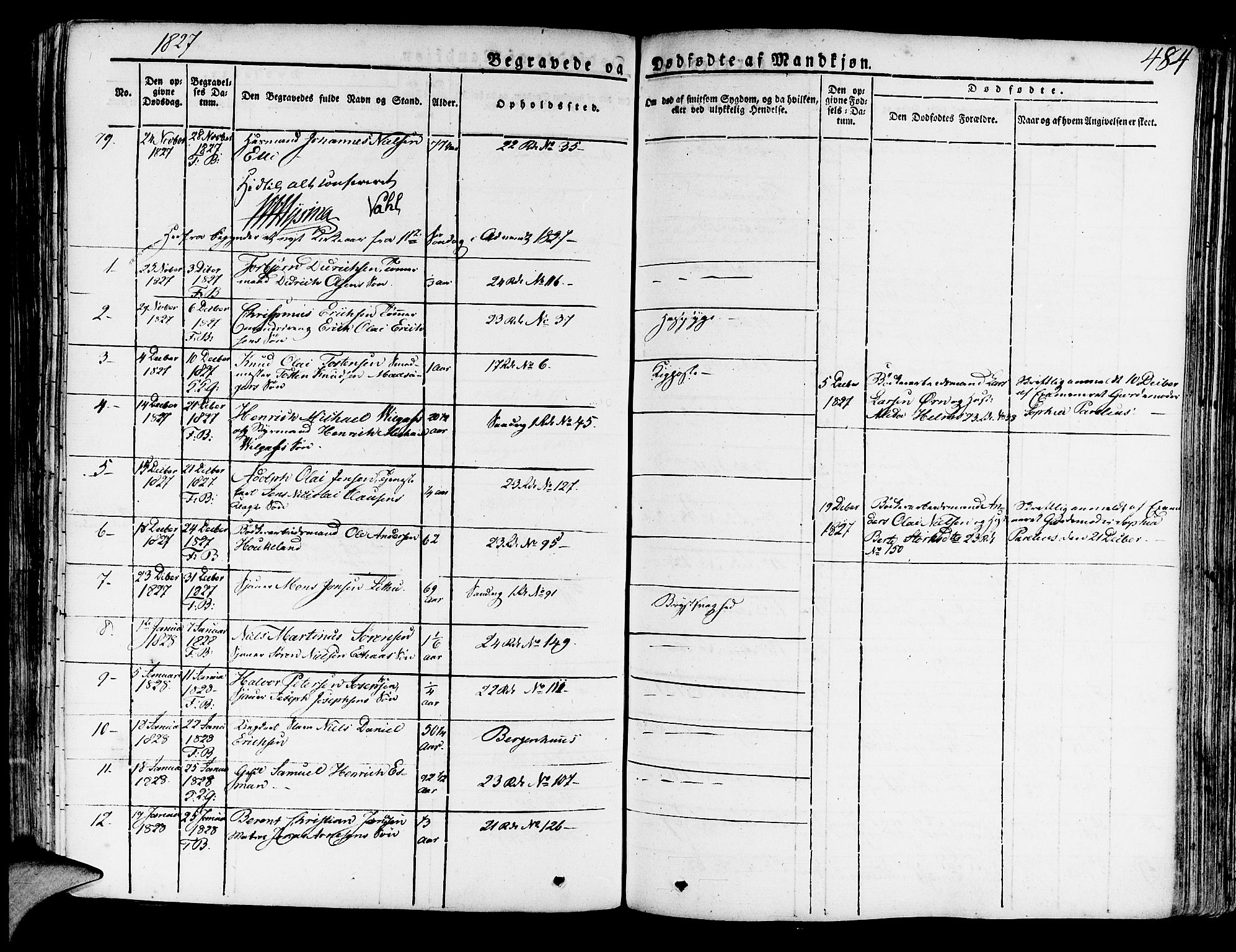 Korskirken sokneprestembete, AV/SAB-A-76101/H/Haa/L0014: Parish register (official) no. A 14, 1823-1835, p. 484