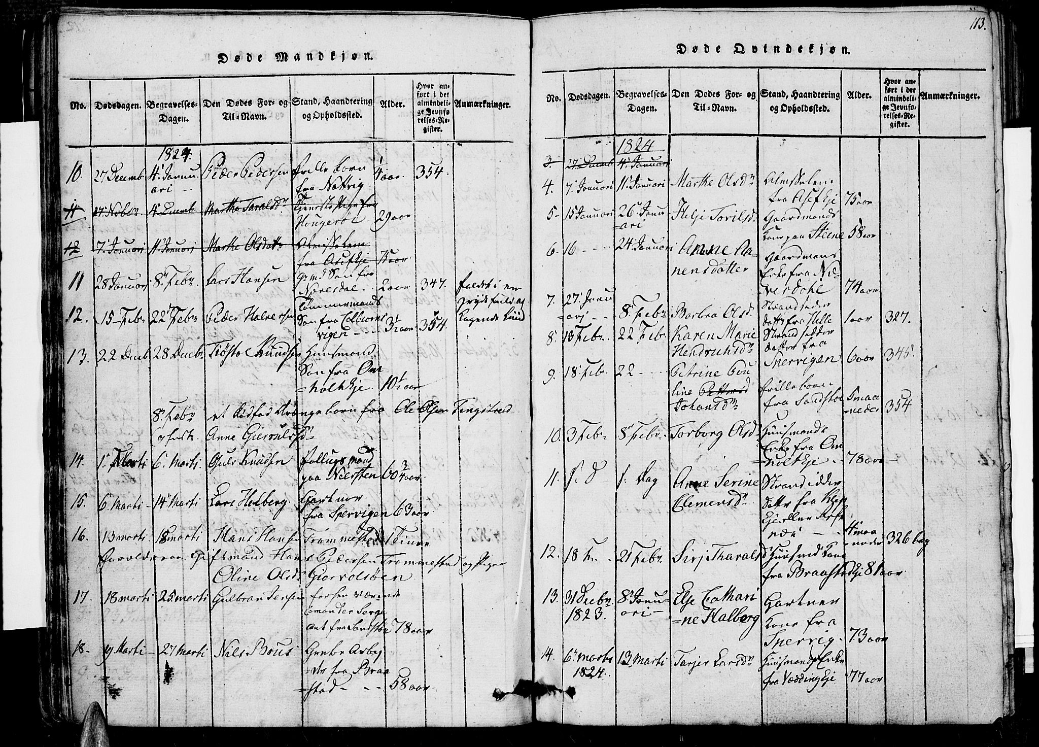 Øyestad sokneprestkontor, SAK/1111-0049/F/Fb/L0003: Parish register (copy) no. B 3, 1816-1827, p. 113