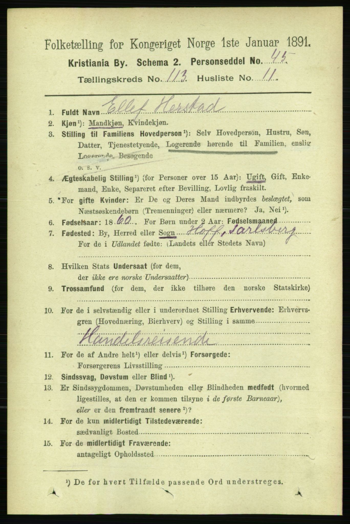 RA, 1891 census for 0301 Kristiania, 1891, p. 60320