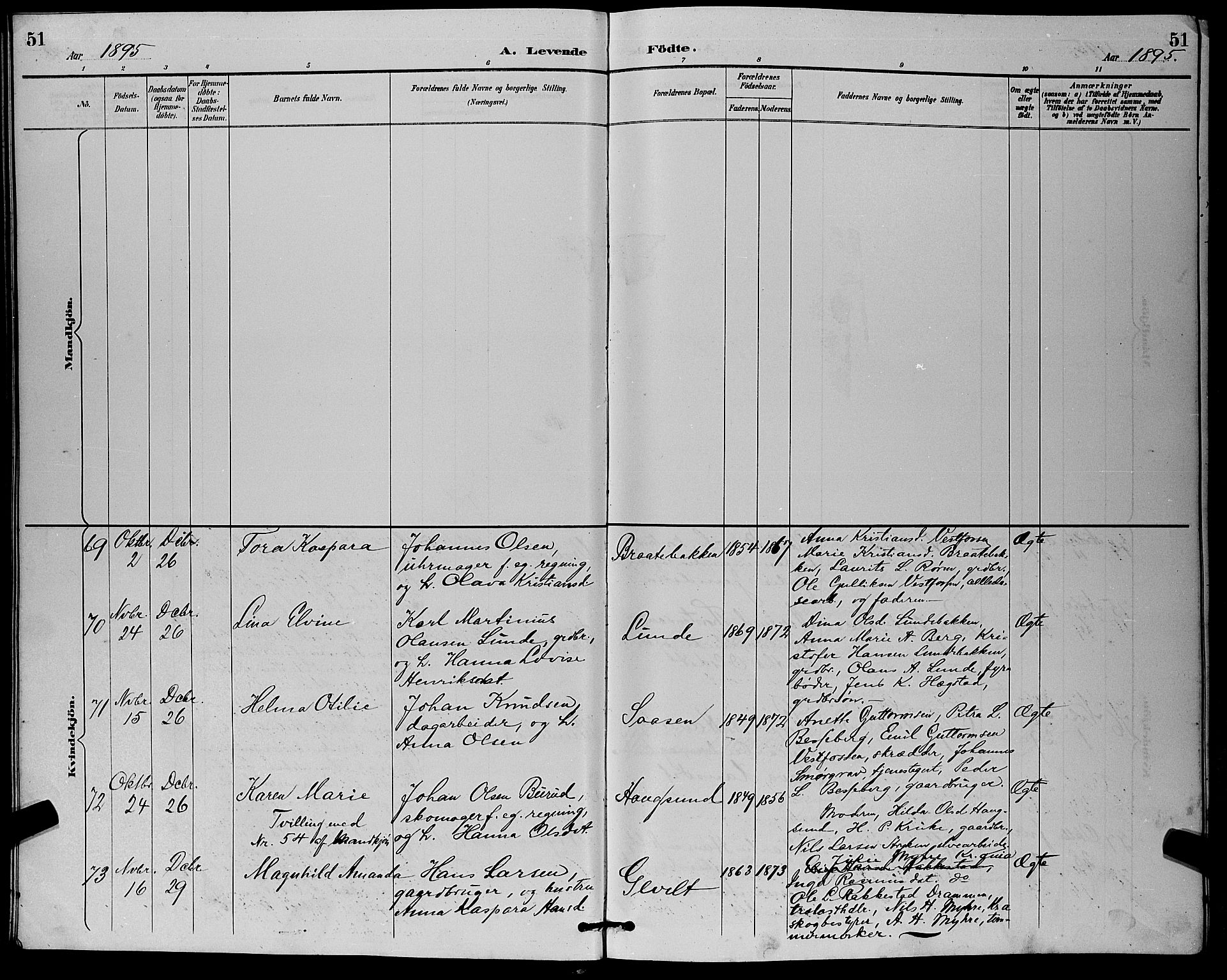 Eiker kirkebøker, SAKO/A-4/G/Ga/L0007: Parish register (copy) no. I 7, 1893-1902, p. 51