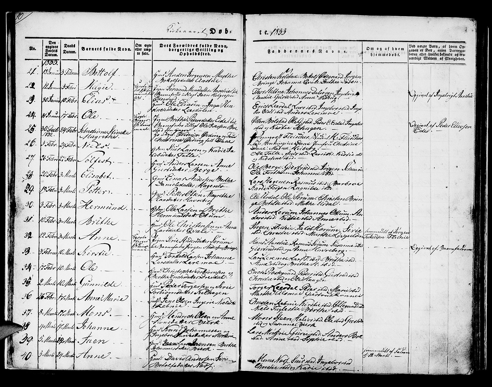 Luster sokneprestembete, SAB/A-81101/H/Haa/Haaa/L0005: Parish register (official) no. A 5, 1831-1841, p. 10