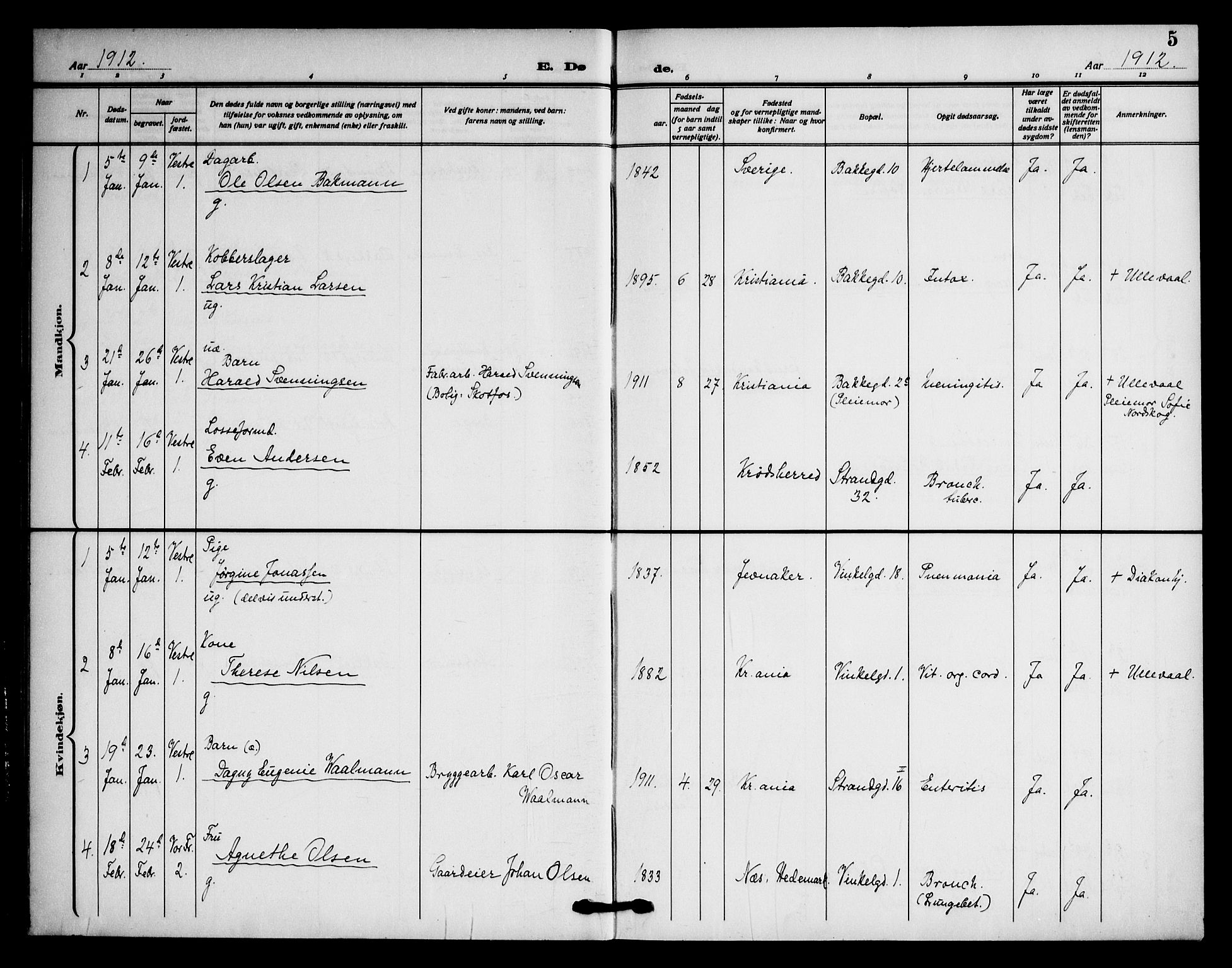 Piperviken prestekontor Kirkebøker, AV/SAO-A-10874/F/L0005: Parish register (official) no. 5, 1911-1949, p. 5