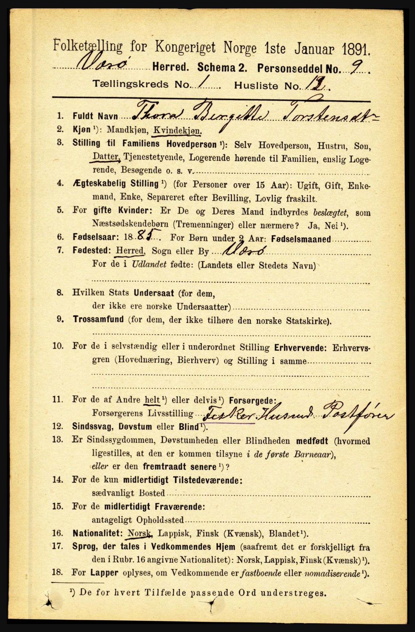 RA, 1891 census for 1857 Værøy, 1891, p. 128