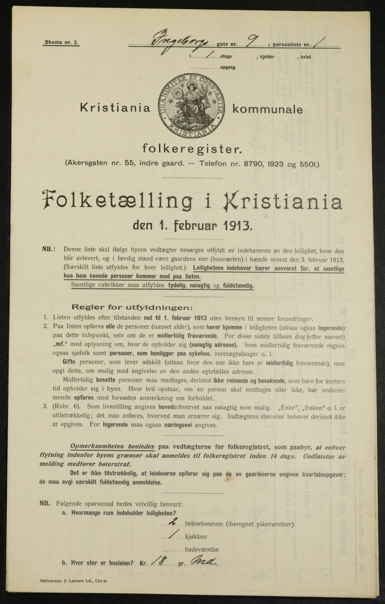 OBA, Municipal Census 1913 for Kristiania, 1913, p. 43629