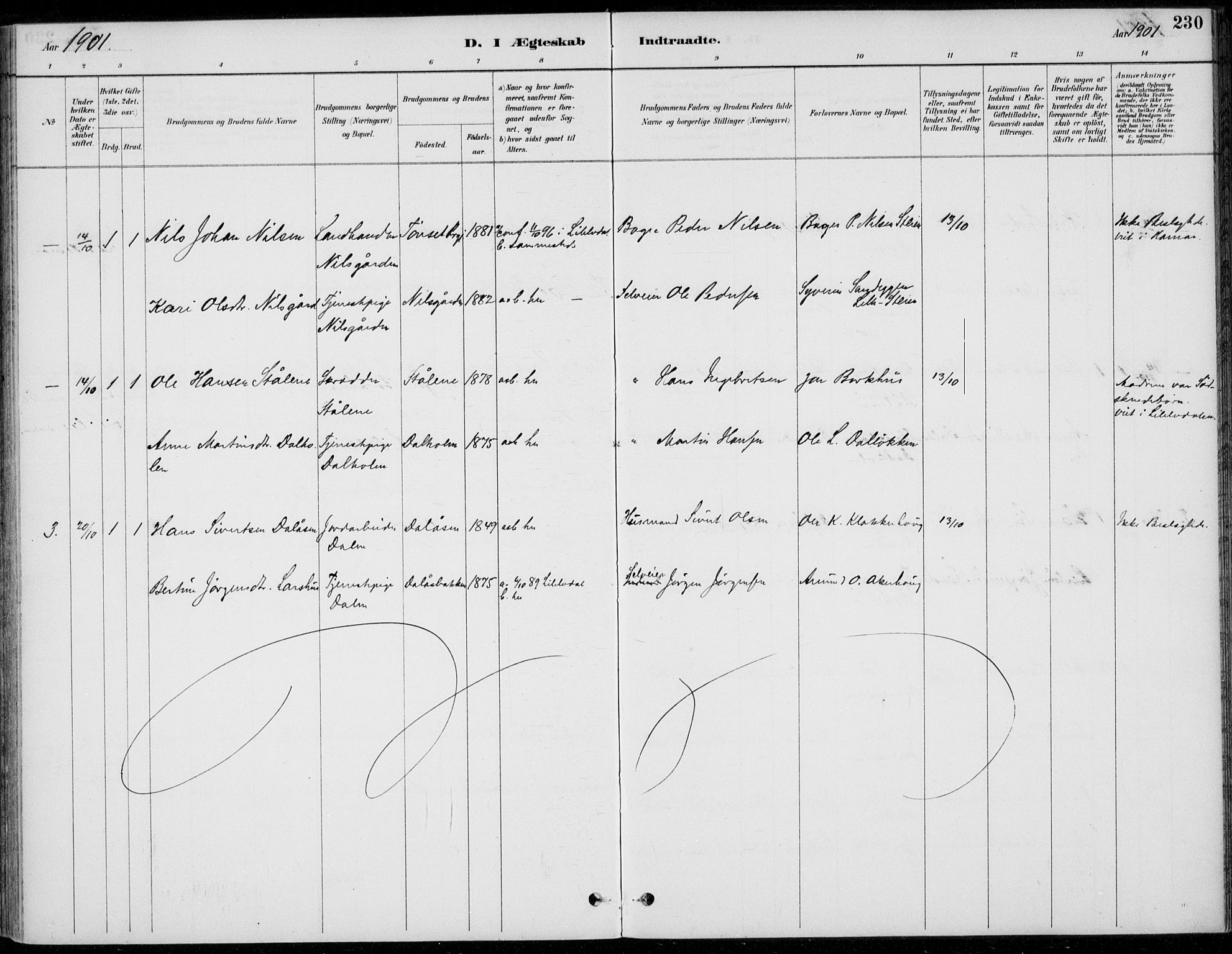 Alvdal prestekontor, AV/SAH-PREST-060/H/Ha/Haa/L0003: Parish register (official) no. 3, 1886-1912, p. 230