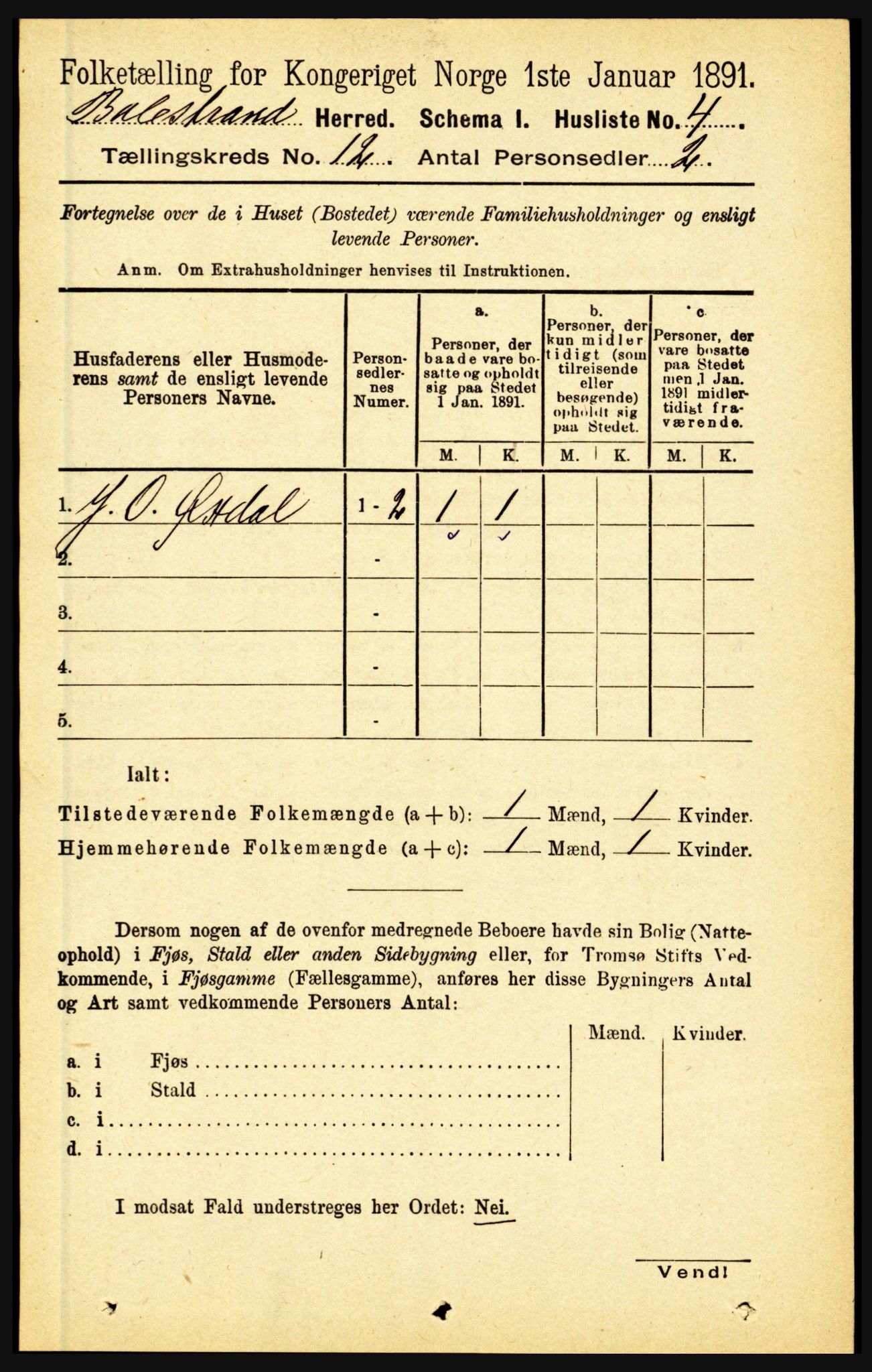 RA, 1891 census for 1418 Balestrand, 1891, p. 2776