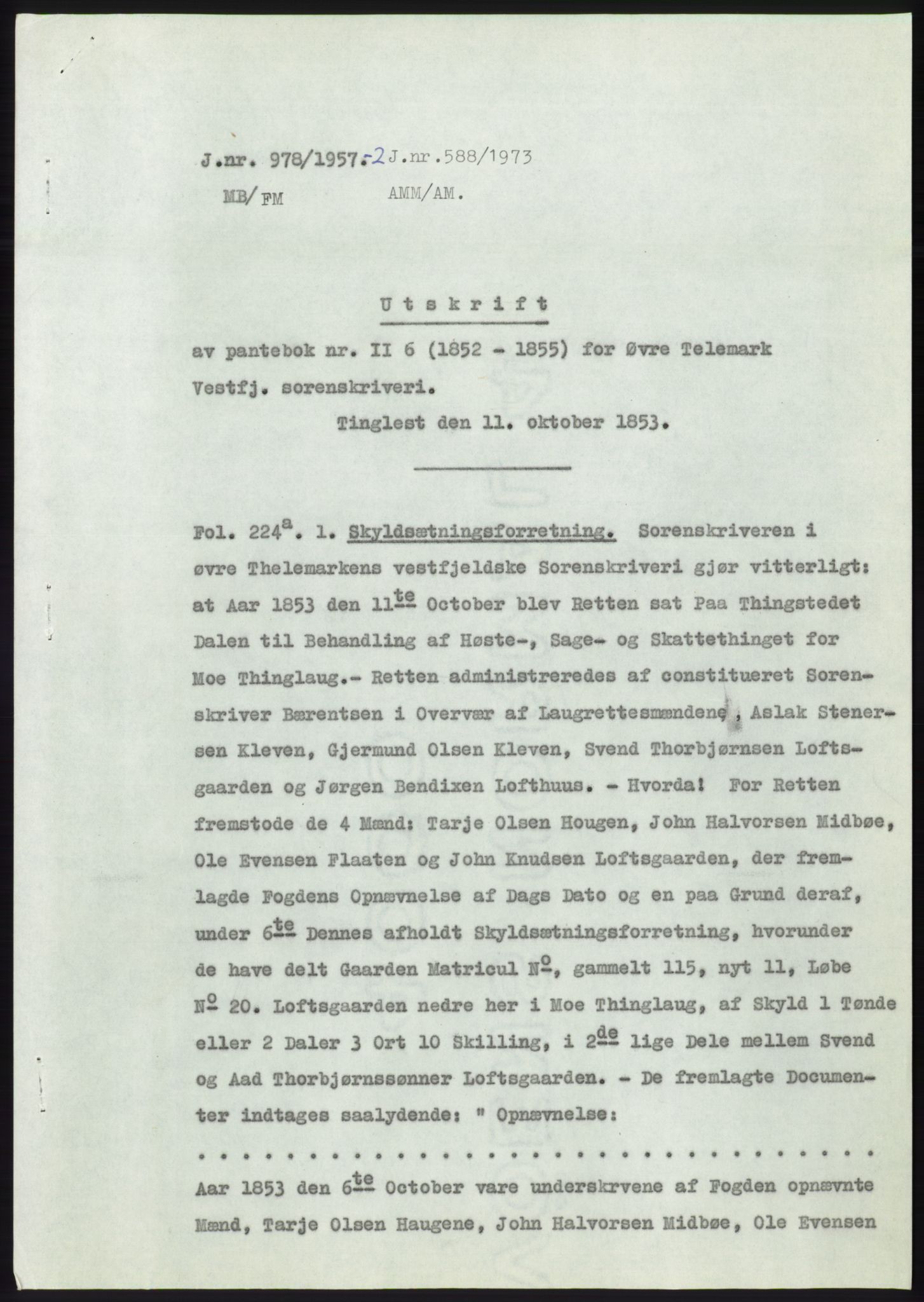 Statsarkivet i Kongsberg, AV/SAKO-A-0001/E/Ee/L0010: Avskrifter, SAO jnr. 772/1957 - 1249/1957, 1957, p. 225