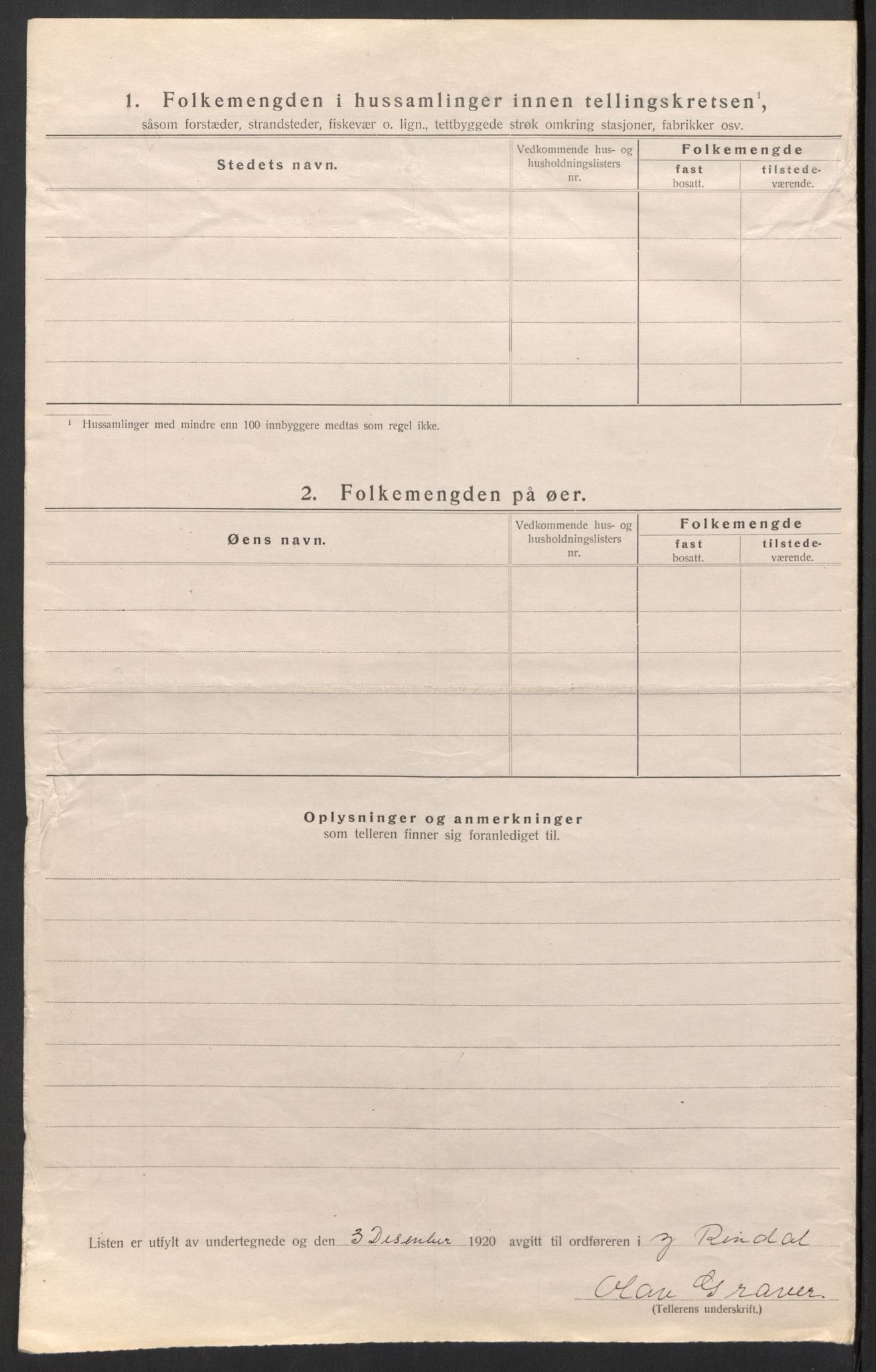 SAH, 1920 census for Ytre Rendal, 1920, p. 33