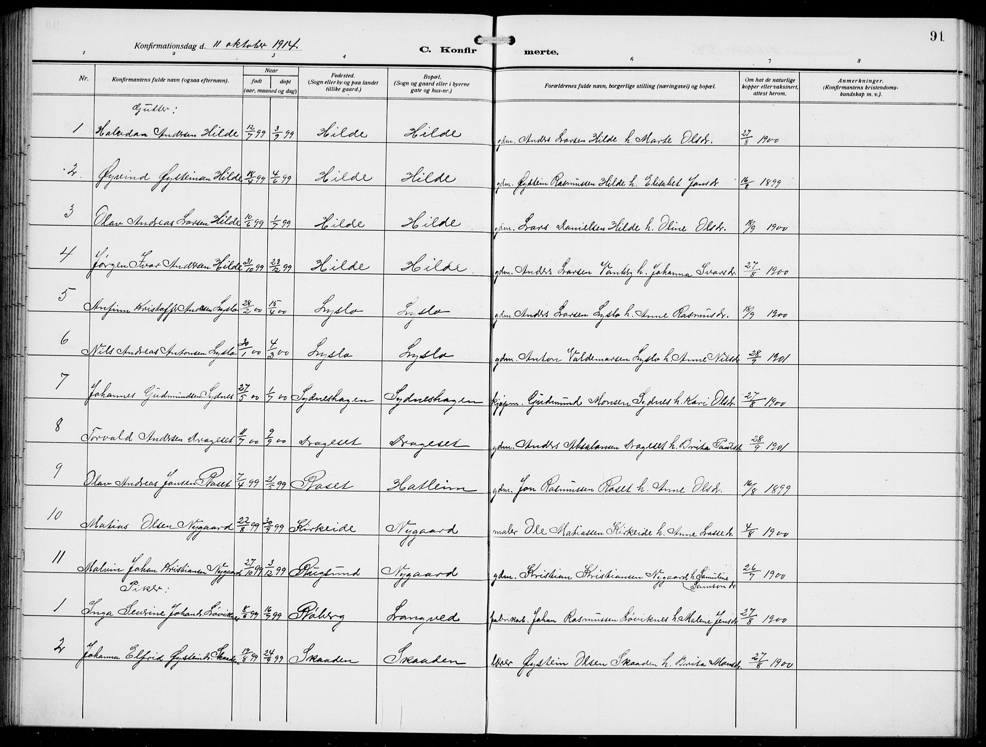 Innvik sokneprestembete, SAB/A-80501: Parish register (copy) no. A 4, 1913-1936, p. 91