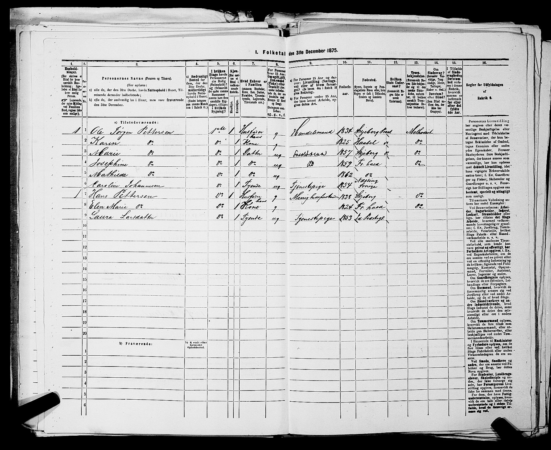 RA, 1875 census for 0101P Fredrikshald, 1875, p. 1190