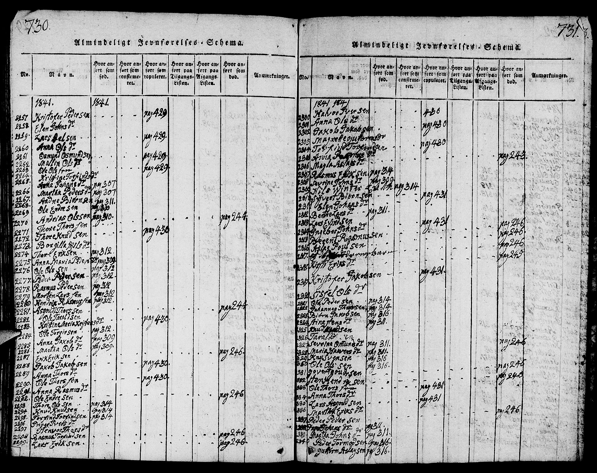 Strand sokneprestkontor, AV/SAST-A-101828/H/Ha/Hab/L0001: Parish register (copy) no. B 1, 1816-1854, p. 730-731