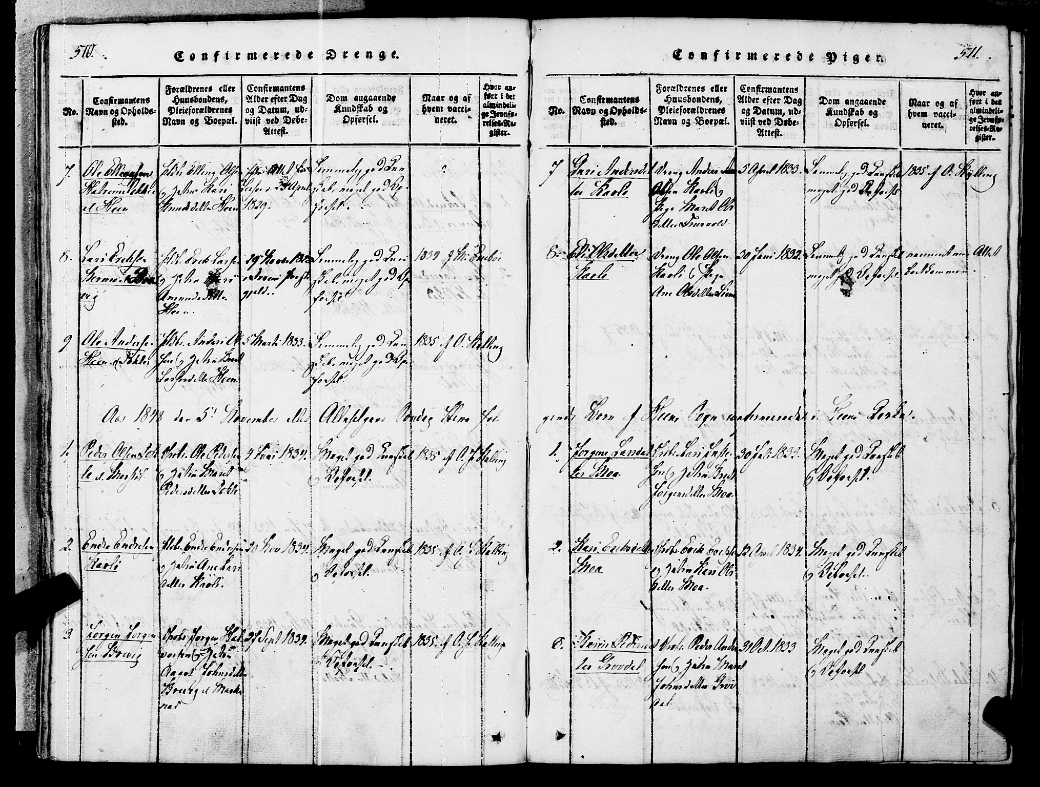 Ministerialprotokoller, klokkerbøker og fødselsregistre - Møre og Romsdal, AV/SAT-A-1454/545/L0585: Parish register (official) no. 545A01, 1818-1853, p. 510-511