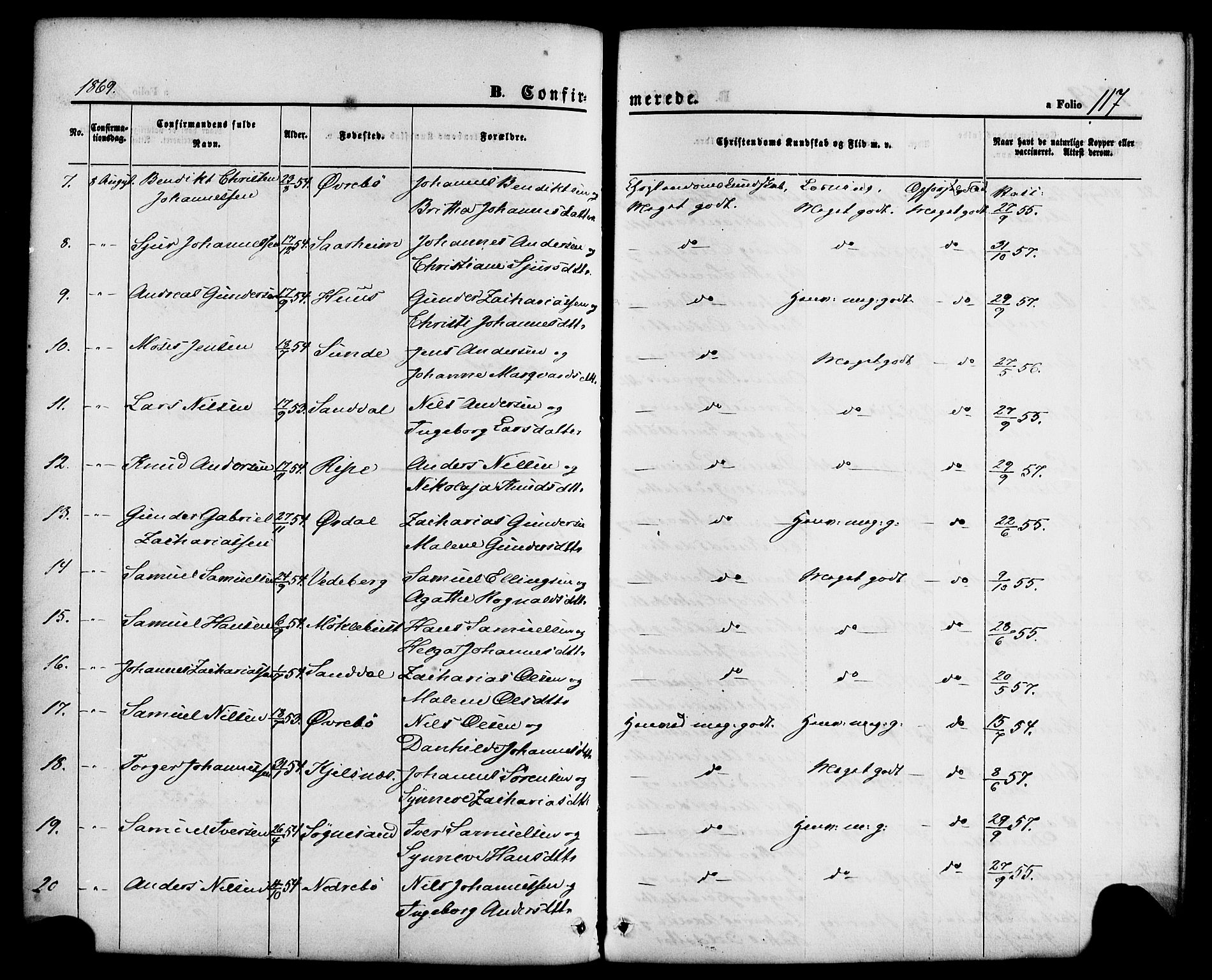 Jølster sokneprestembete, AV/SAB-A-80701/H/Haa/Haaa/L0011: Parish register (official) no. A 11, 1866-1881, p. 117