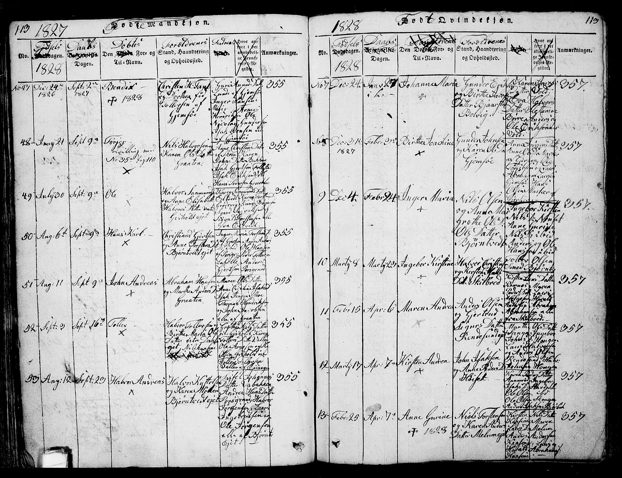 Solum kirkebøker, SAKO/A-306/G/Ga/L0001: Parish register (copy) no. I 1, 1814-1833, p. 113