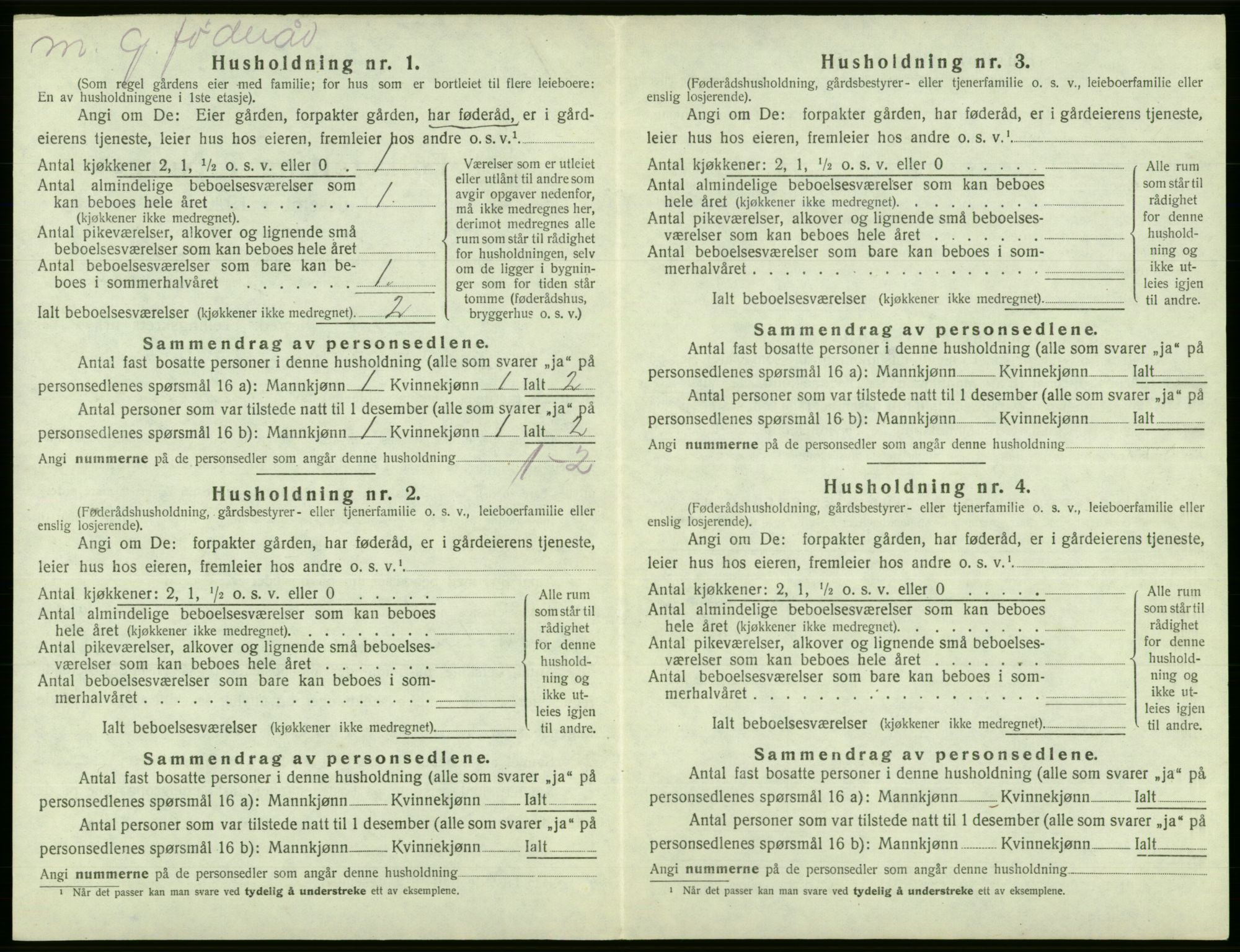 SAB, 1920 census for Fjell, 1920, p. 1451