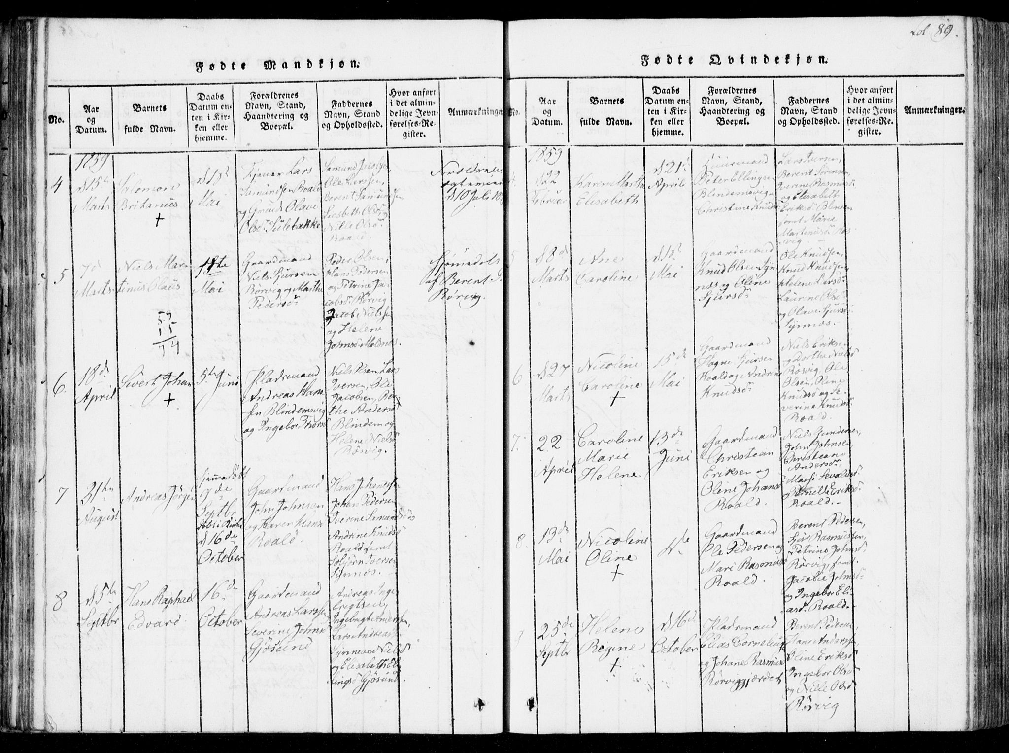 Ministerialprotokoller, klokkerbøker og fødselsregistre - Møre og Romsdal, SAT/A-1454/537/L0517: Parish register (official) no. 537A01, 1818-1862, p. 89