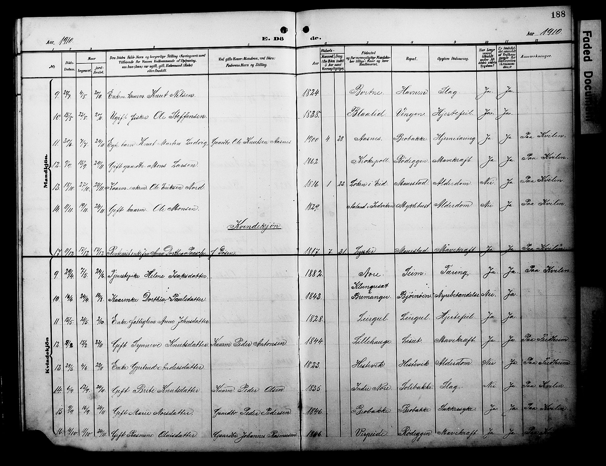 Davik sokneprestembete, SAB/A-79701/H/Hab/Habc/L0003: Parish register (copy) no. C 3, 1907-1929, p. 188