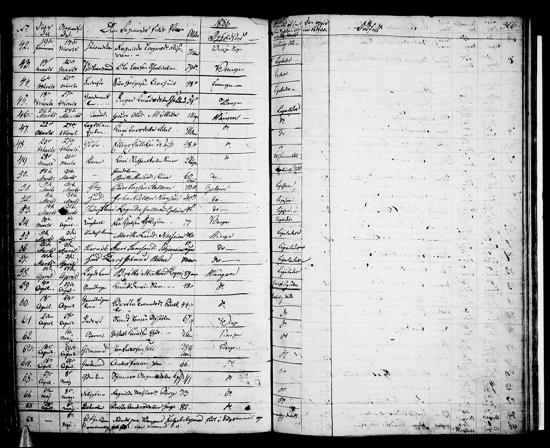 Voss sokneprestembete, AV/SAB-A-79001/H/Haa: Parish register (official) no. A 12, 1823-1837, p. 366