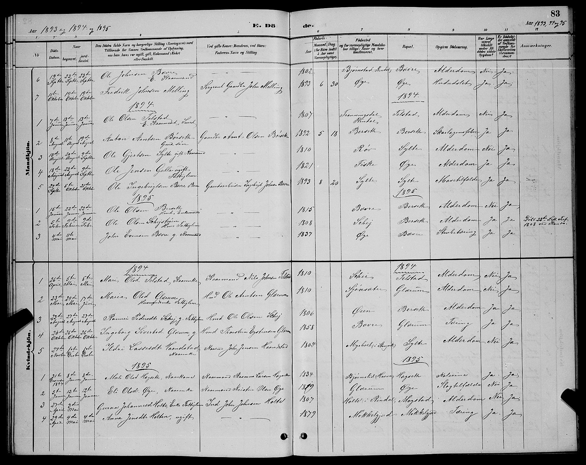 Ministerialprotokoller, klokkerbøker og fødselsregistre - Møre og Romsdal, AV/SAT-A-1454/595/L1052: Parish register (copy) no. 595C04, 1885-1900, p. 83