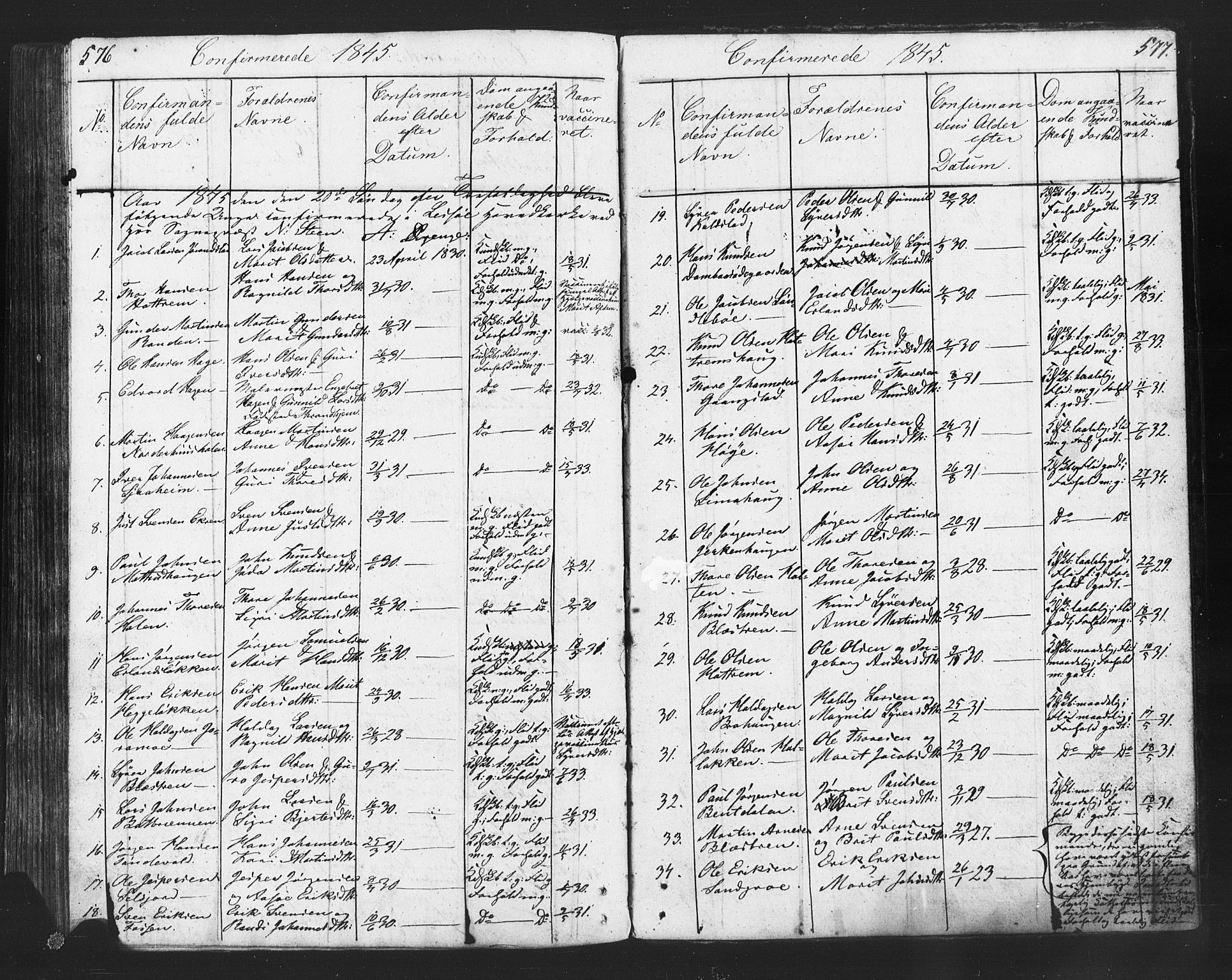 Lesja prestekontor, AV/SAH-PREST-068/H/Ha/Hab/L0002: Parish register (copy) no. 2, 1832-1850, p. 576-577