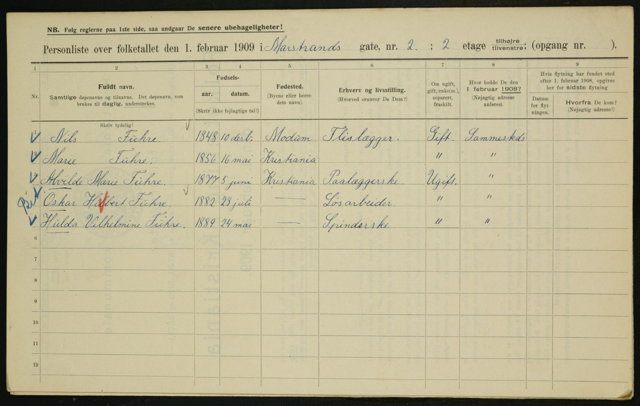 OBA, Municipal Census 1909 for Kristiania, 1909, p. 58686