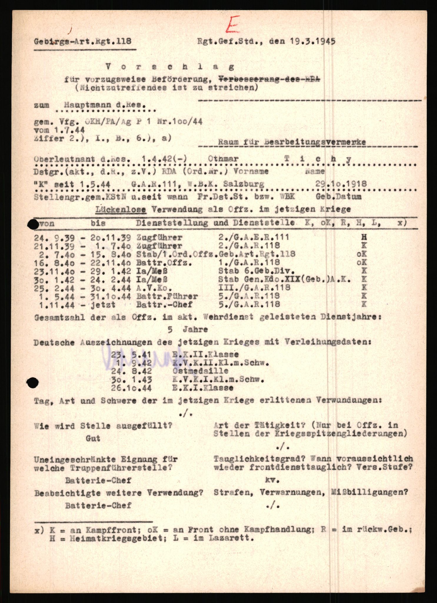 Forsvarets Overkommando. 2 kontor. Arkiv 11.4. Spredte tyske arkivsaker, AV/RA-RAFA-7031/D/Dar/Dara/L0019: Personalbøker og diverse, 1940-1945, p. 478