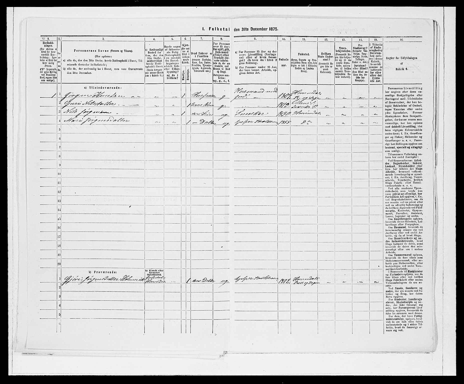 SAB, 1875 Census for 1444P Hornindal, 1875, p. 128