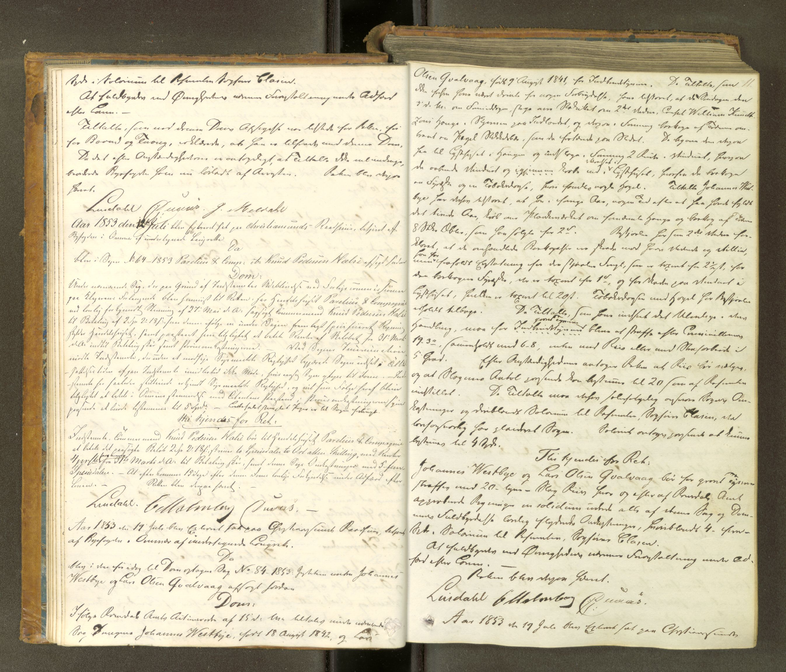 Kristiansund byfogd, AV/SAT-A-4587/A/04/L0001: Domprotokoll. Aut. 14.02.1853, 1853-1857, p. 10b-11a