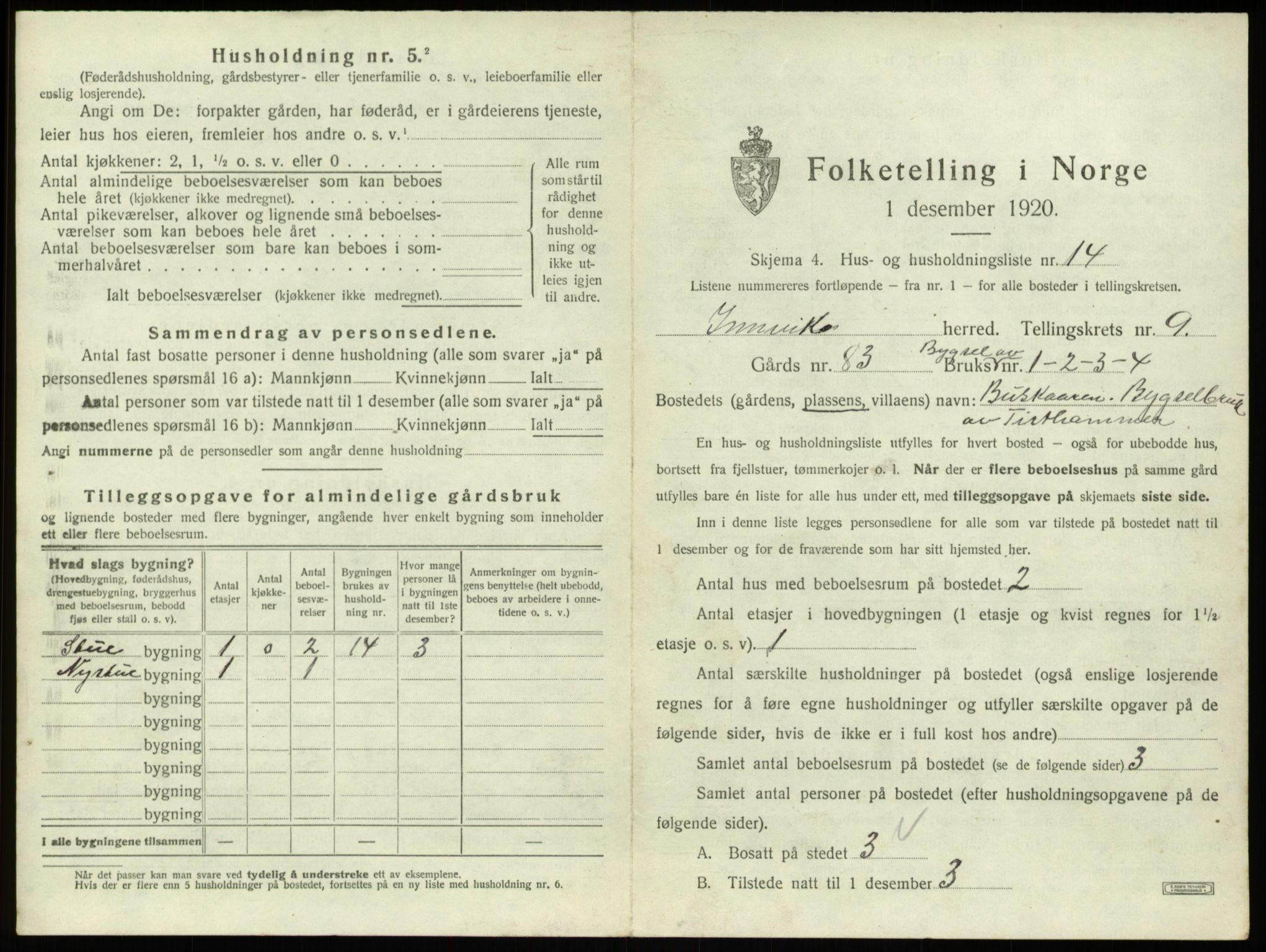 SAB, 1920 census for Innvik, 1920, p. 563